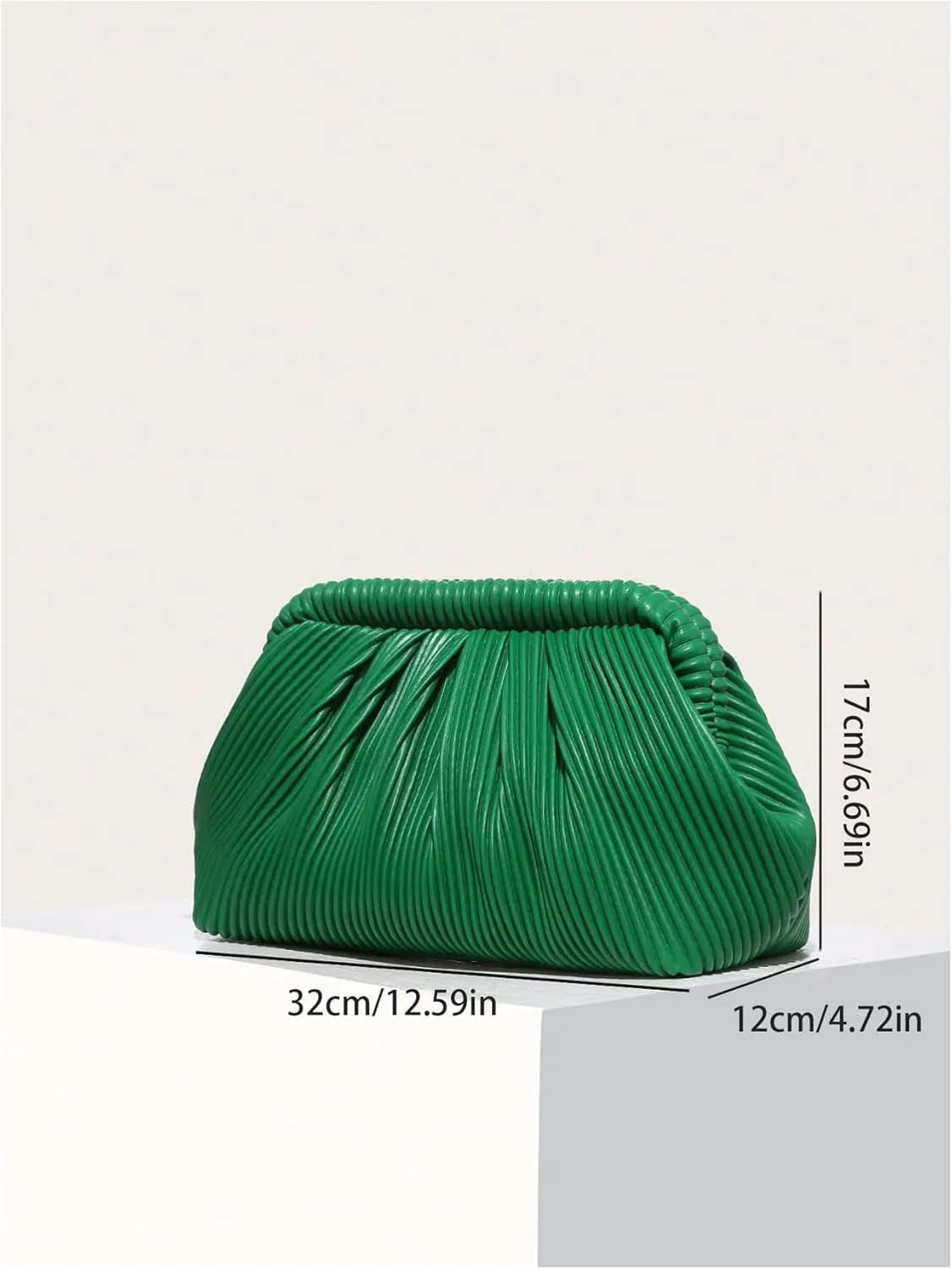 Verdusa Women's Ruched Clutch Purses Makeup Bag Pleated PU Leather Evening Handbags
