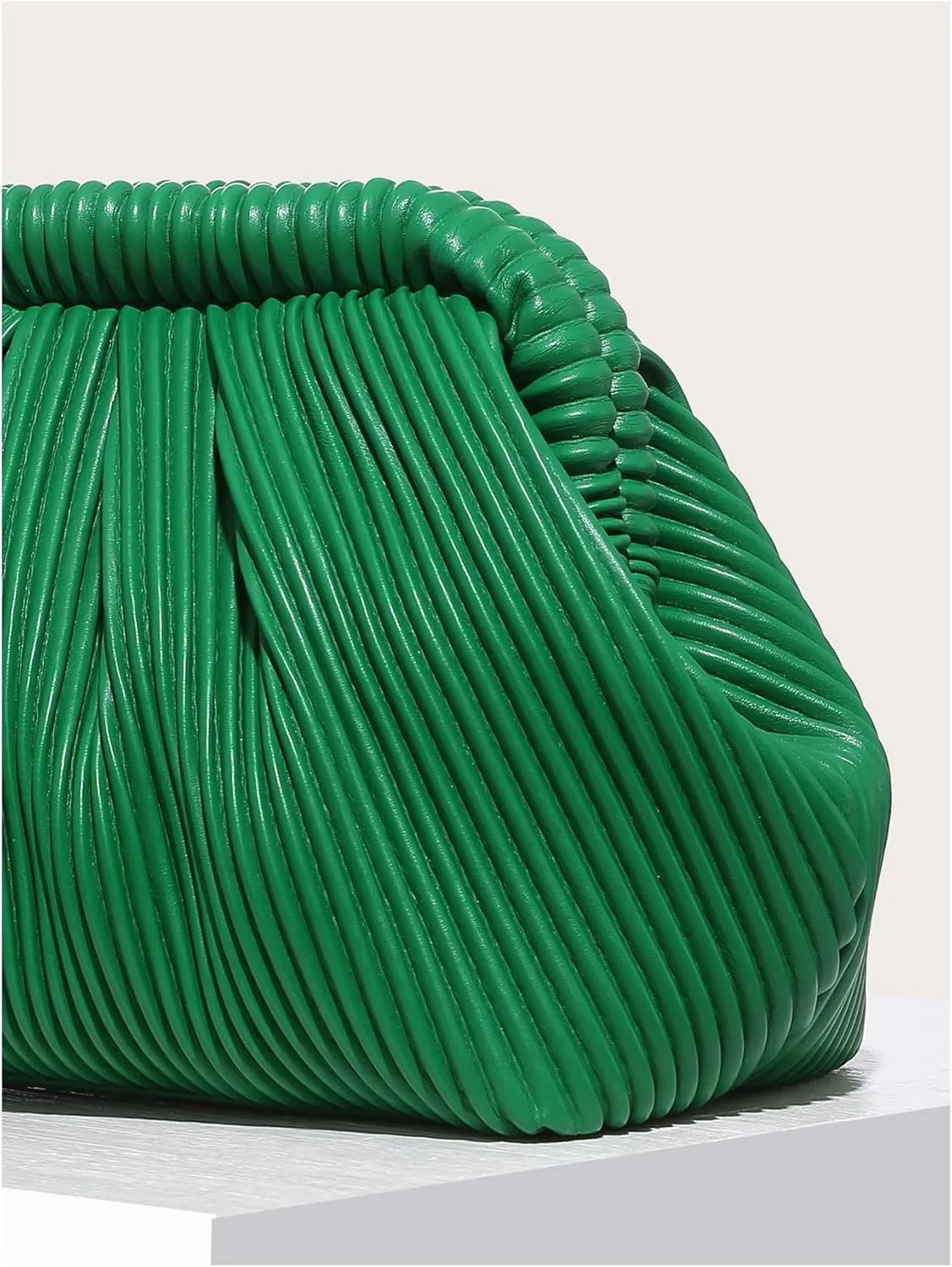 Verdusa Women's Ruched Clutch Purses Makeup Bag Pleated PU Leather Evening Handbags