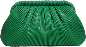 Verdusa Women's Ruched Clutch Purses Makeup Bag Pleated PU Leather Evening Handbags