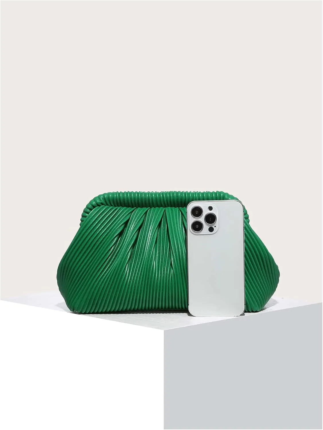 Verdusa Women's Ruched Clutch Purses Makeup Bag Pleated PU Leather Evening Handbags