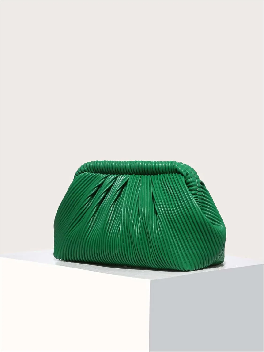 Verdusa Women's Ruched Clutch Purses Makeup Bag Pleated PU Leather Evening Handbags