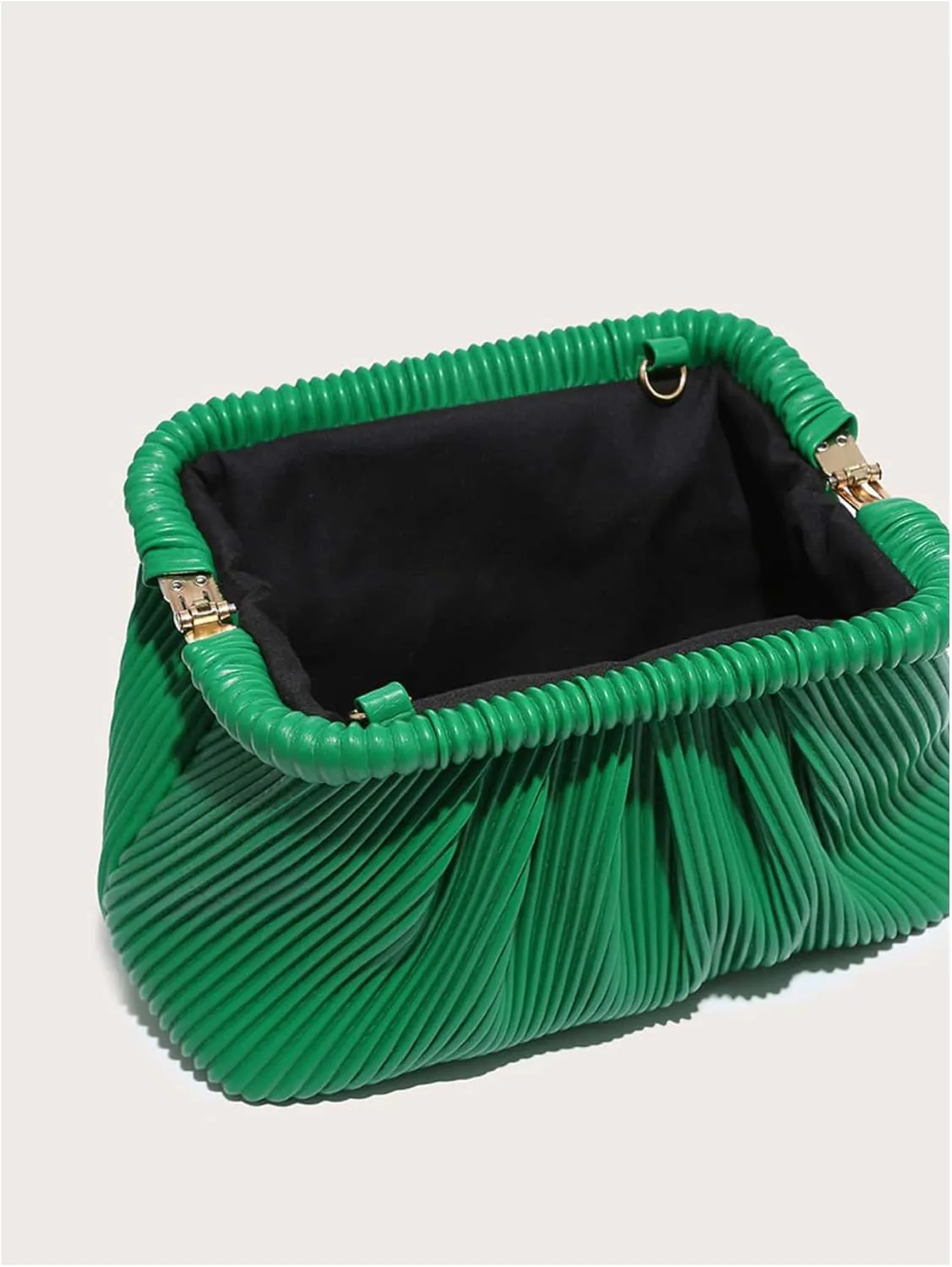 Verdusa Women's Ruched Clutch Purses Makeup Bag Pleated PU Leather Evening Handbags