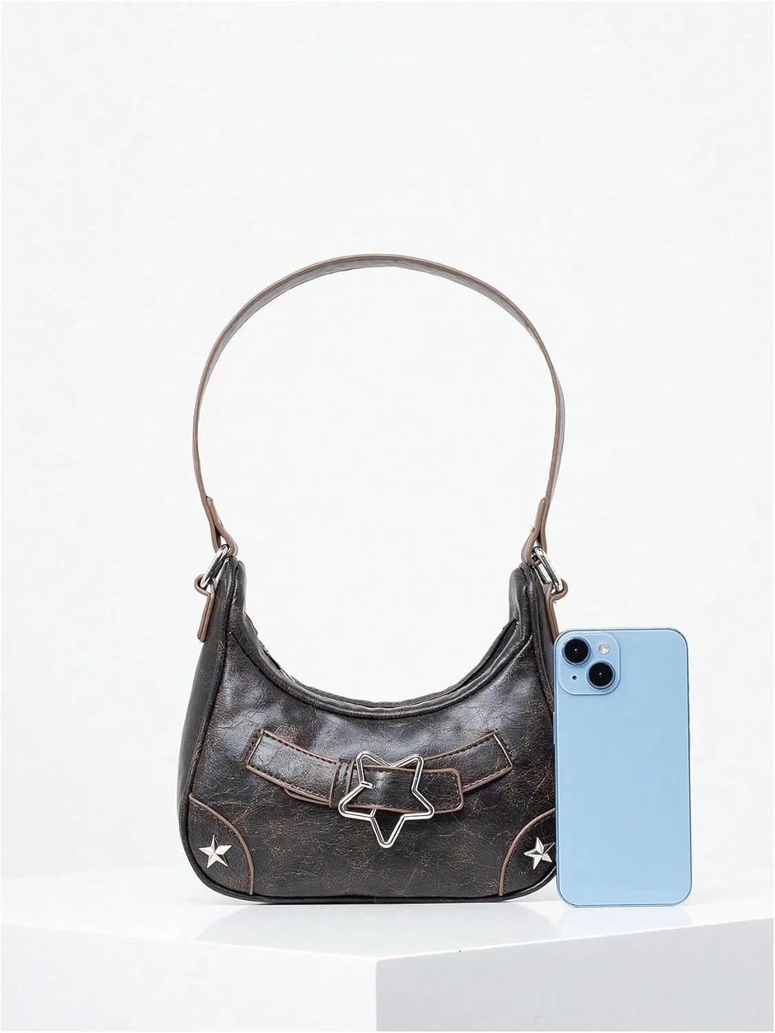 Verdusa Women's Top Handle Bag Punk PU Leather Shoulder Bag Hobo Clutch Purses Bags