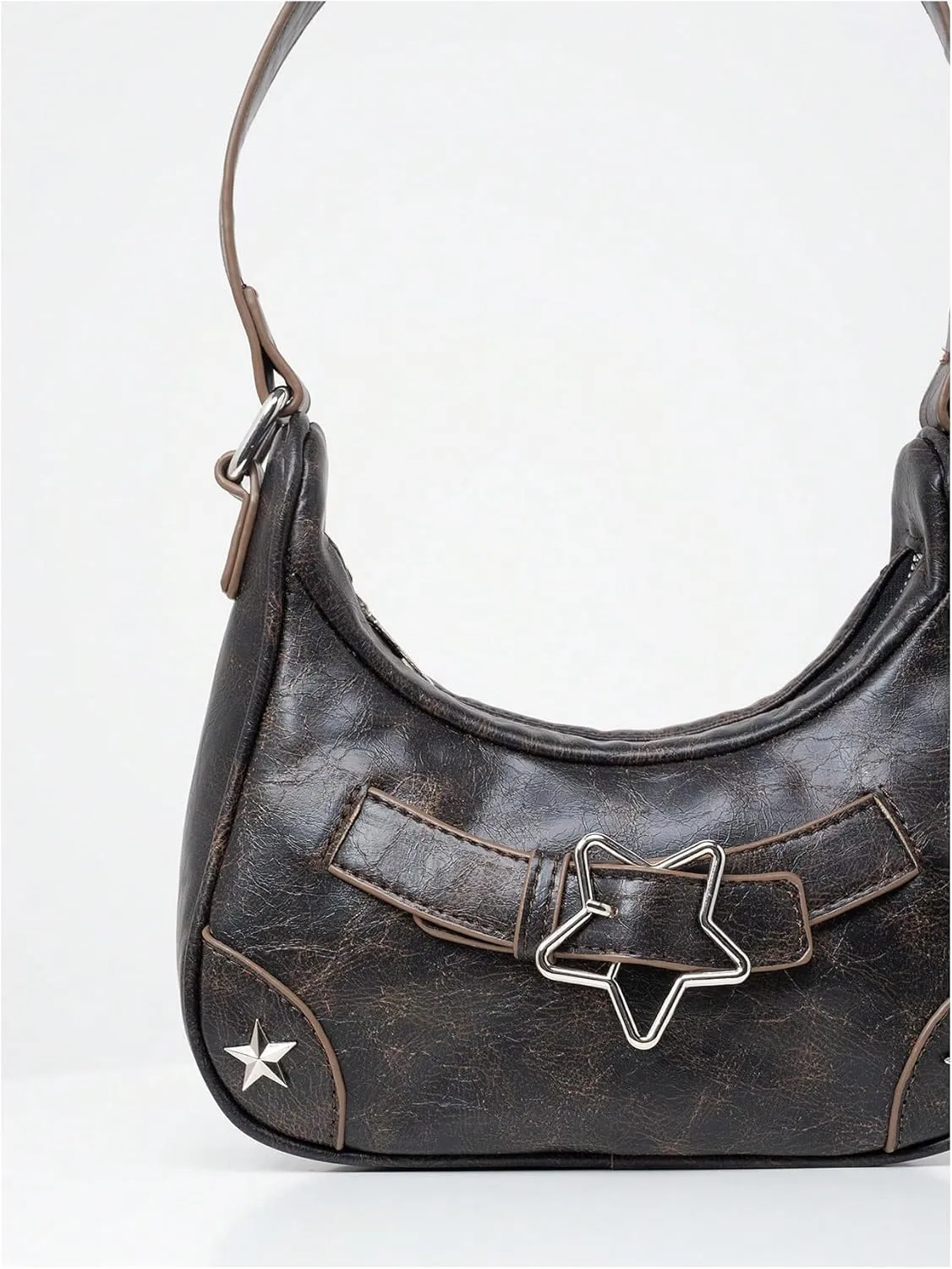 Verdusa Women's Top Handle Bag Punk PU Leather Shoulder Bag Hobo Clutch Purses Bags