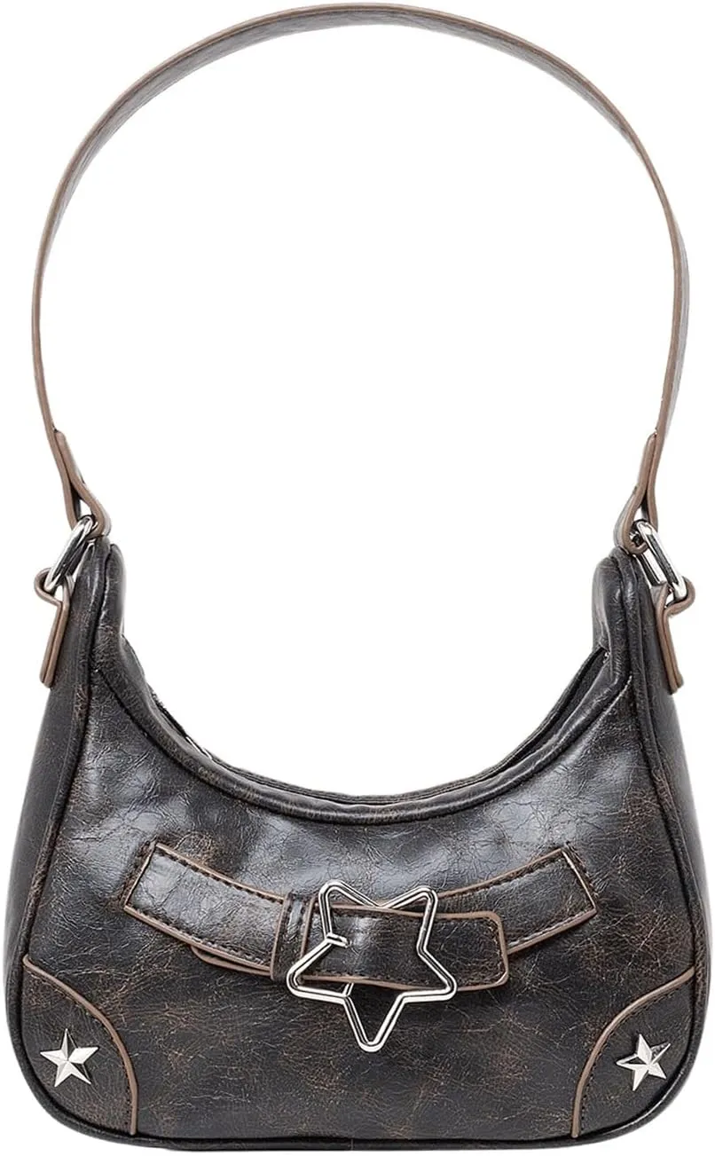 Verdusa Women's Top Handle Bag Punk PU Leather Shoulder Bag Hobo Clutch Purses Bags