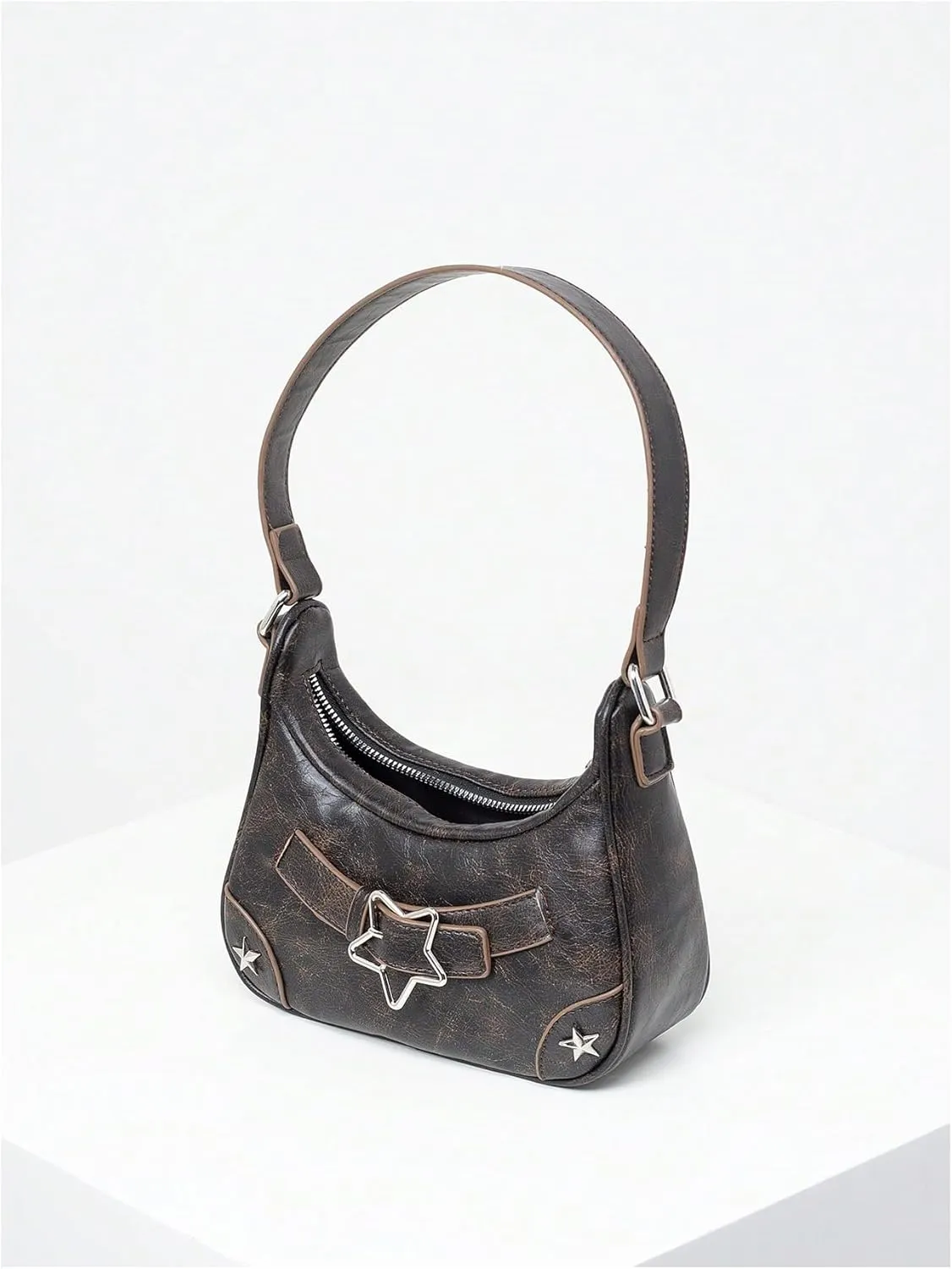 Verdusa Women's Top Handle Bag Punk PU Leather Shoulder Bag Hobo Clutch Purses Bags