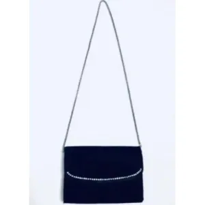 Vintage, one of a kind, Gucci, black silk velvet over leather, two-way- clutch or cross body with an Art Deco rhinestone design