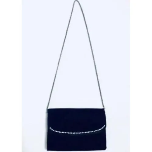 Vintage, one of a kind, Gucci, black silk velvet over leather, two-way- clutch or cross body with an Art Deco rhinestone design
