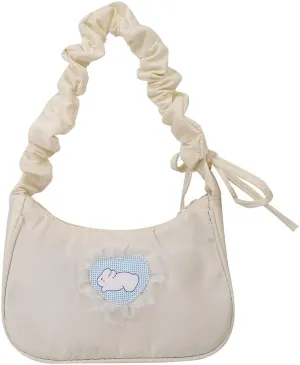 Vintage Shoulder Bag Kawaii Bag Casual Aesthetic Y2K Lace Shoulder Purse Handbags Alt Emo Accessories (White)