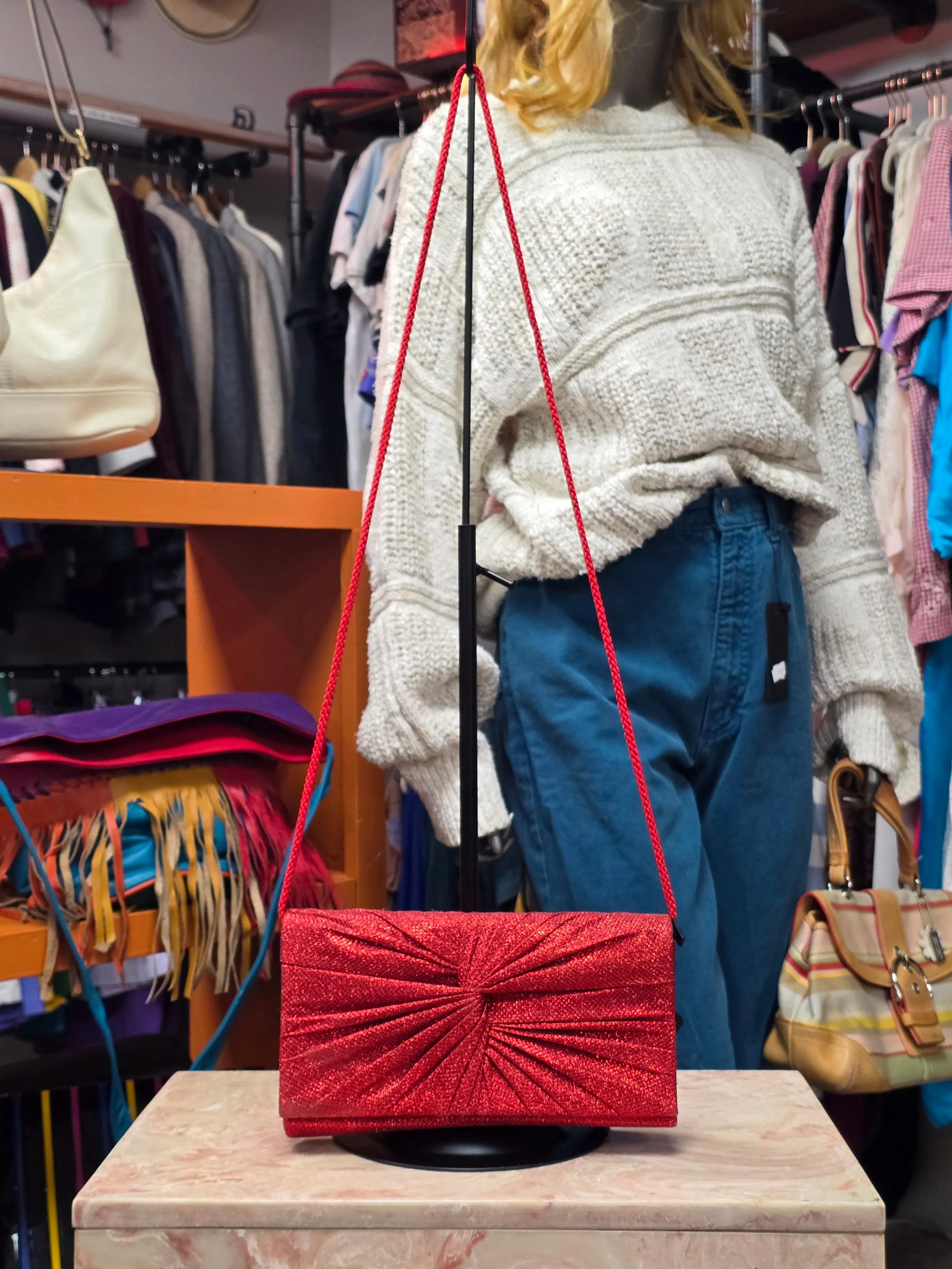 Vintage Sparkling Red Clutch