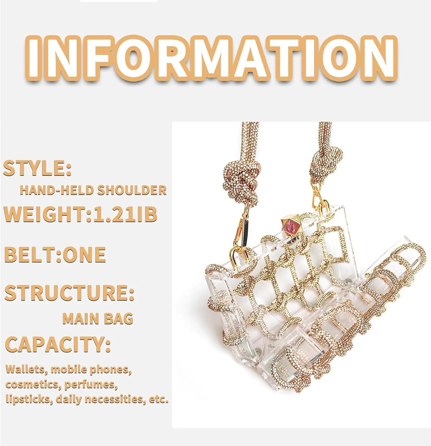 VIRVAR Clear Acrylic Bag, Acrylic Clutch with Rhinestone, Crystal-Embellished Rope Knot Evening Purses for Party Prom Wedding