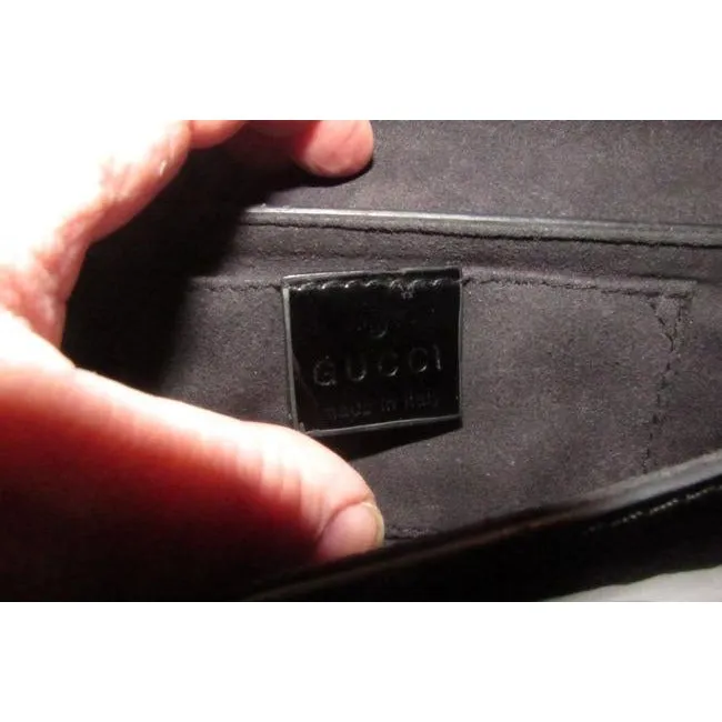 W Clutch Black Leathergold Bow Only today International tracking Gucci Accent Patent