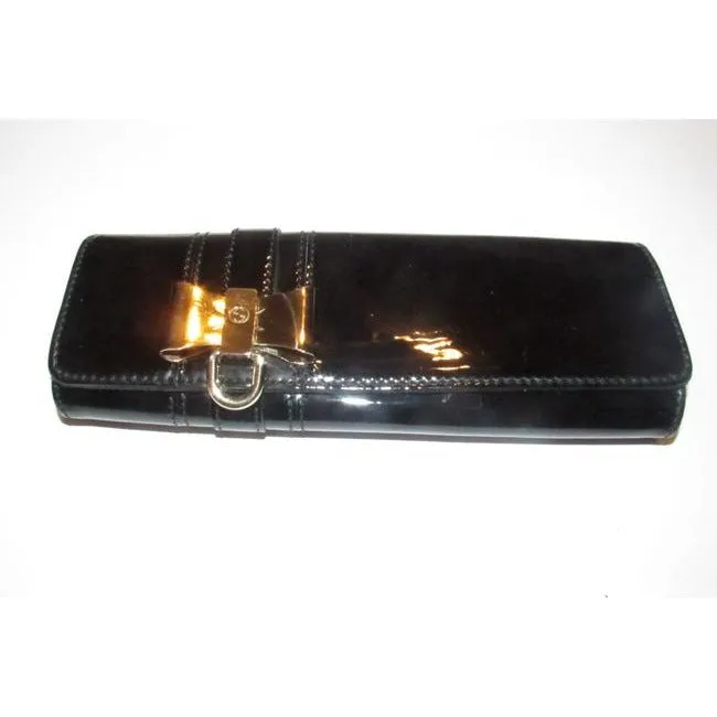 W Clutch Black Leathergold Bow Only today International tracking Gucci Accent Patent