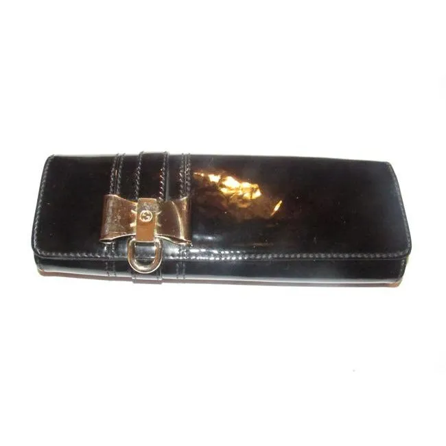 W Clutch Black Leathergold Bow Only today International tracking Gucci Accent Patent