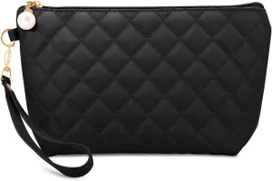 Wallet with strap wristlet purses for women Quilted Envelope Clutch Black clutch purses for women Black Evening Bag