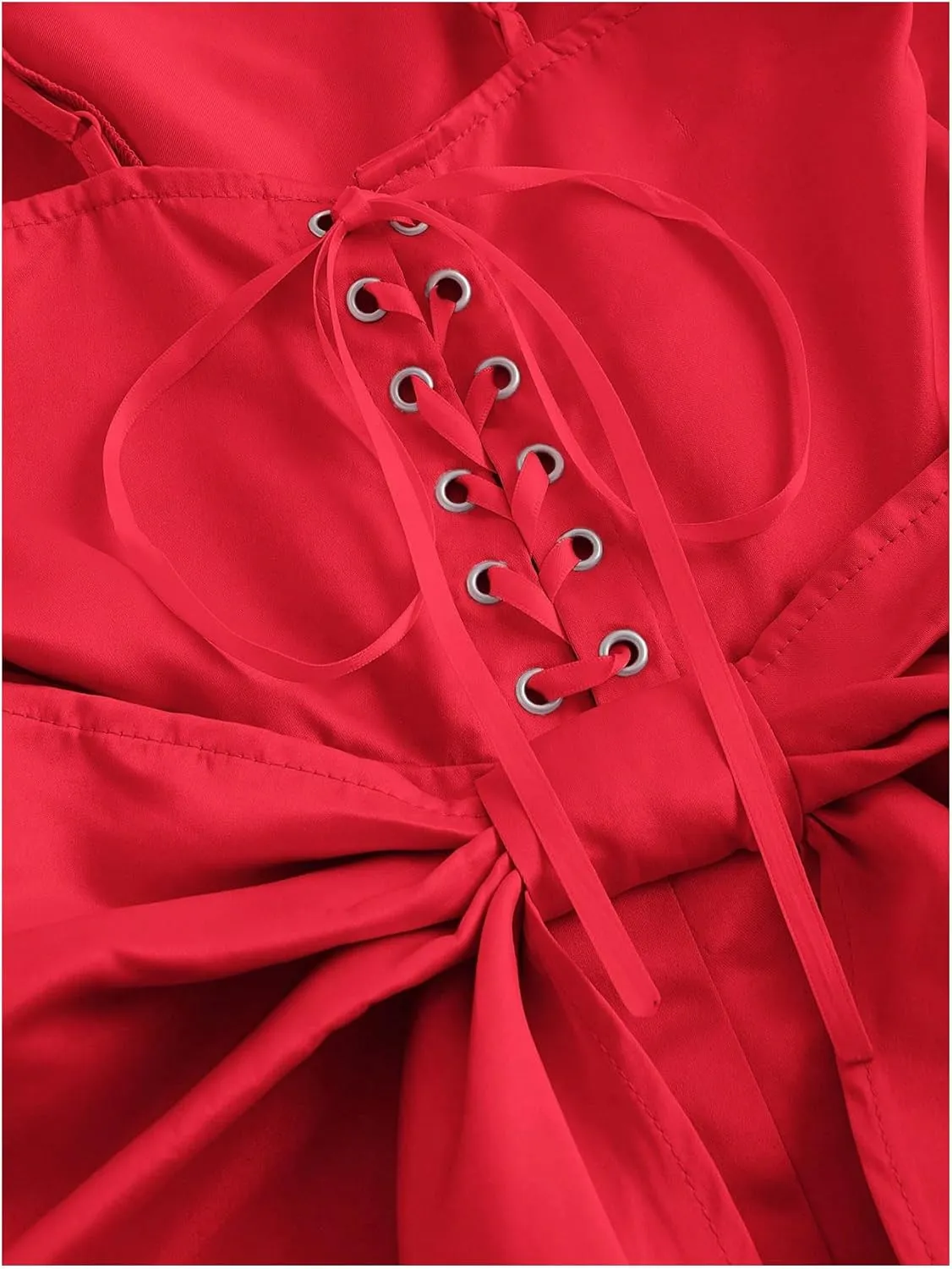 WDIRARA Women's Satin Bow Homecoming Dresses Spaghetti Strap Wedding Guest Gown Summer Mini Dress