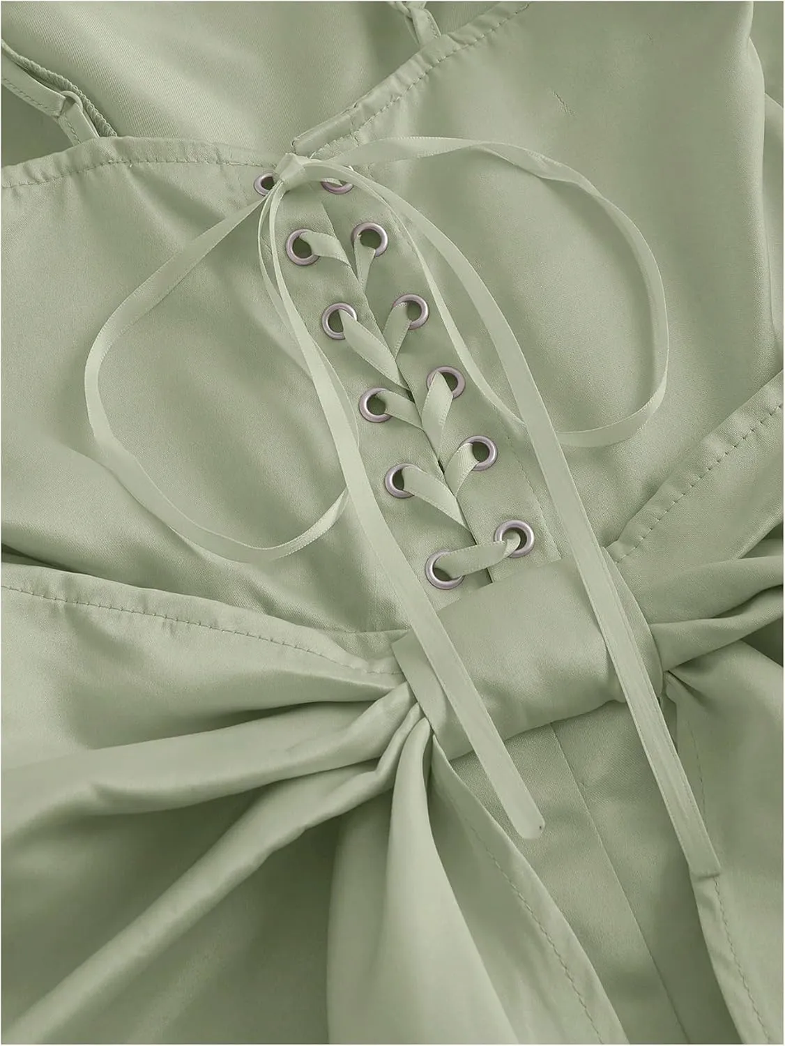 WDIRARA Women's Satin Bow Homecoming Dresses Spaghetti Strap Wedding Guest Gown Summer Mini Dress