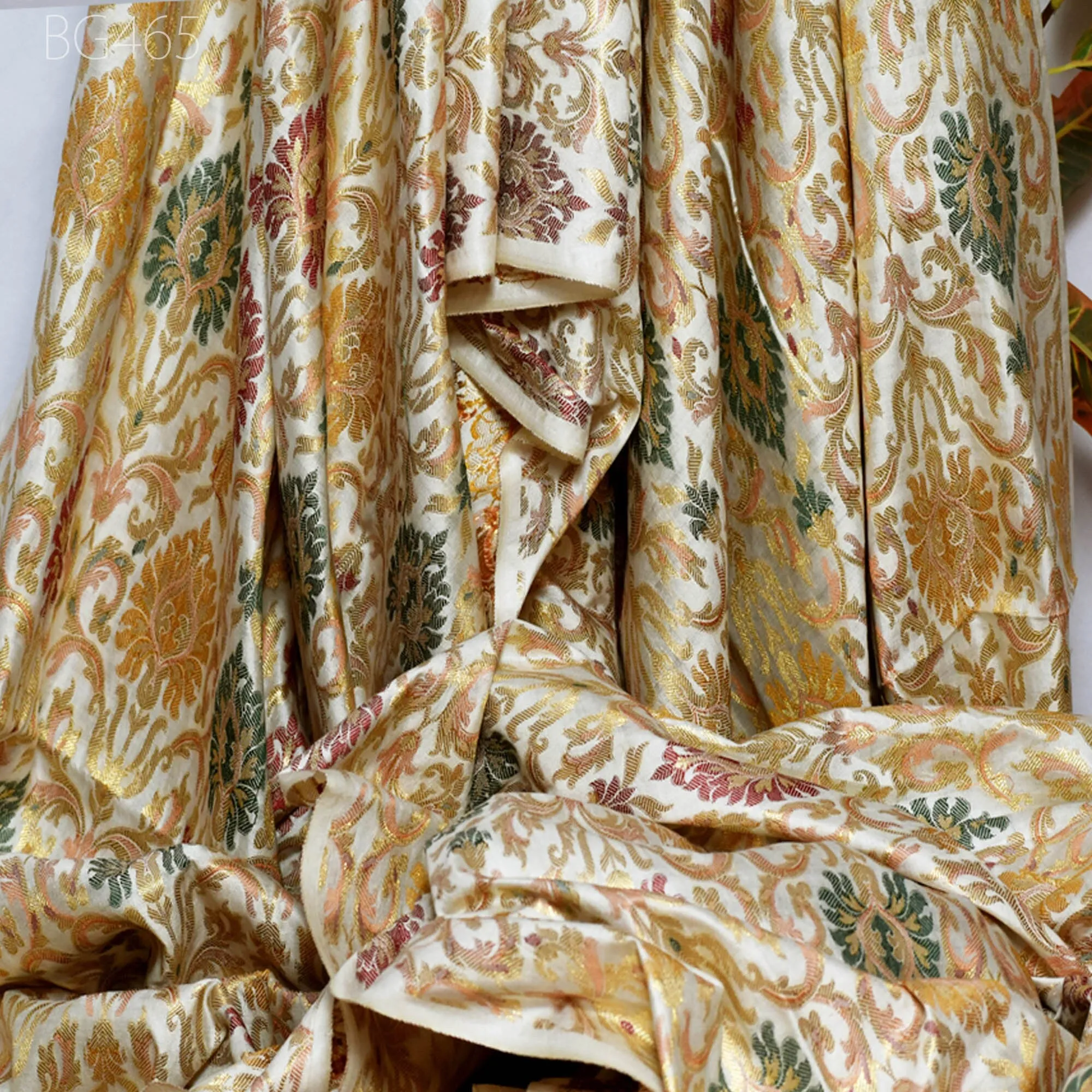 Wedding Dress Indian Costume Brocade By The Yard Banarasi Chanderi Cotton Bridal Lehenga Cushion Cover Home Decor Table Runner Sewing Fabric