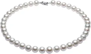 White Genuine Freshwater Cultured Pearl Necklace For Women, 5MM 6MM 7MM 8MM 9MM 10MM, Real Pearl Strand Necklace Jewelry, Good Love Gift For Anniversary, Birthday