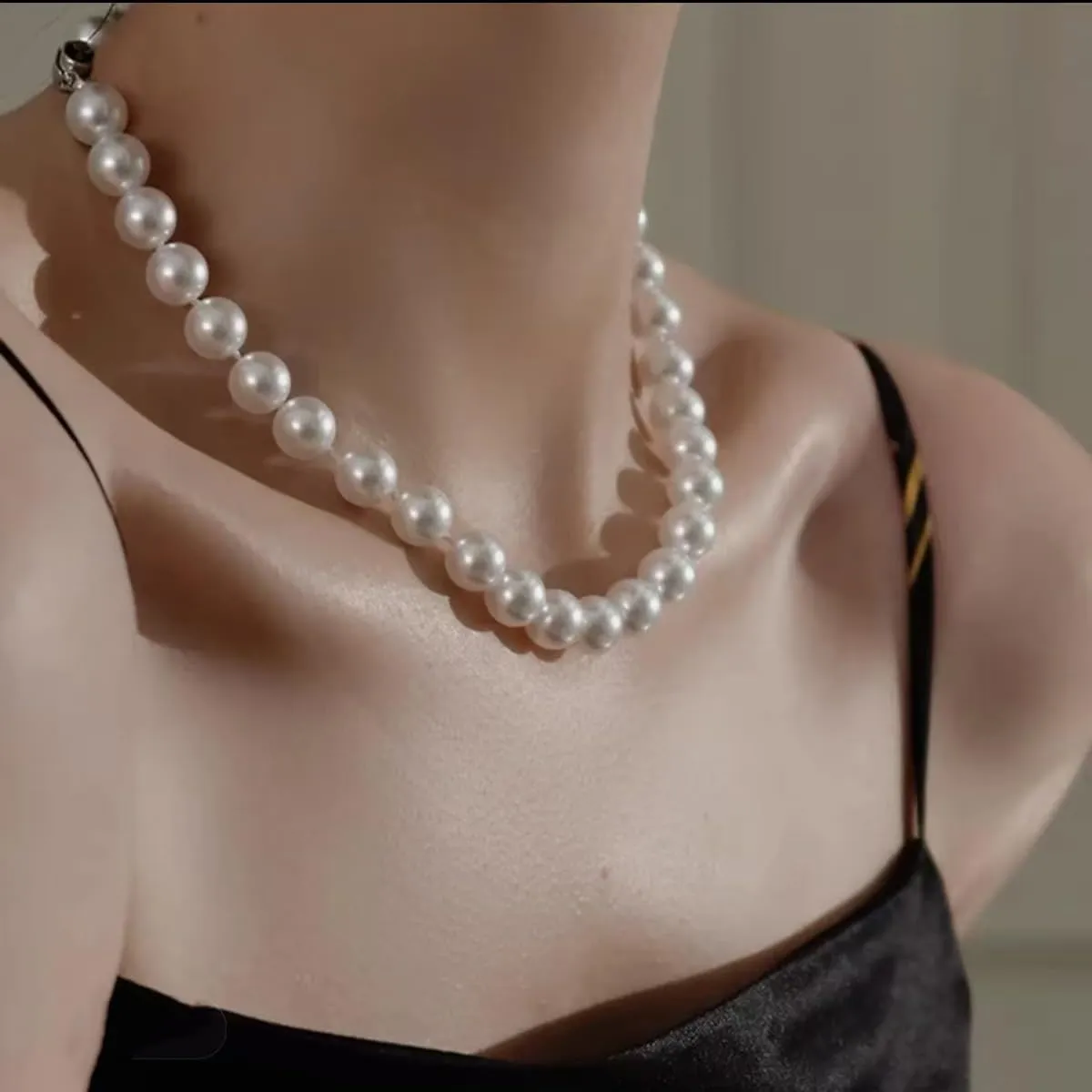 White Genuine Freshwater Cultured Pearl Necklace For Women, 5MM 6MM 7MM 8MM 9MM 10MM, Real Pearl Strand Necklace Jewelry, Good Love Gift For Anniversary, Birthday