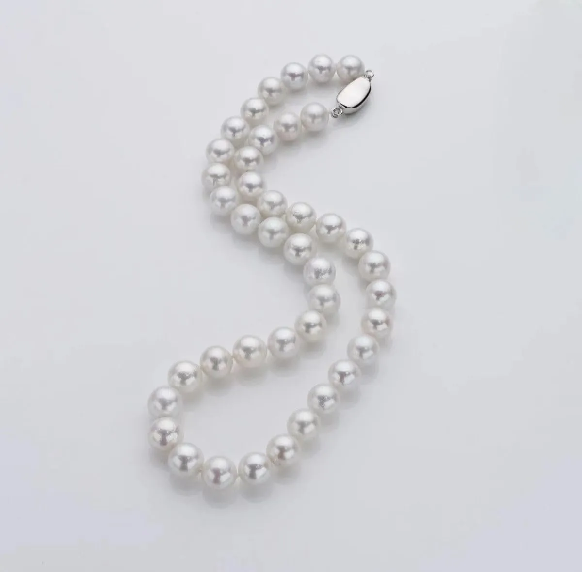 White Genuine Freshwater Cultured Pearl Necklace For Women, 5MM 6MM 7MM 8MM 9MM 10MM, Real Pearl Strand Necklace Jewelry, Good Love Gift For Anniversary, Birthday