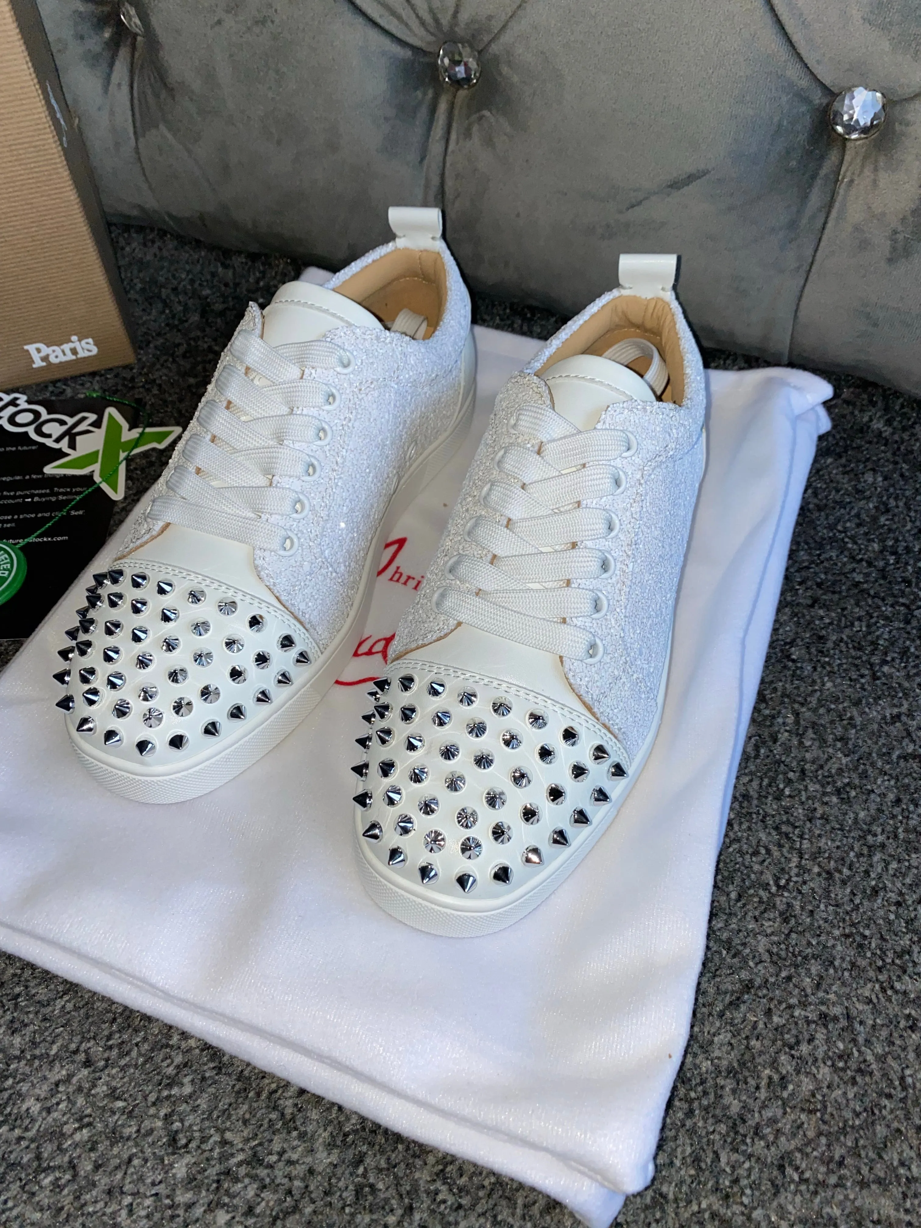 White Glittery Studded Trainers