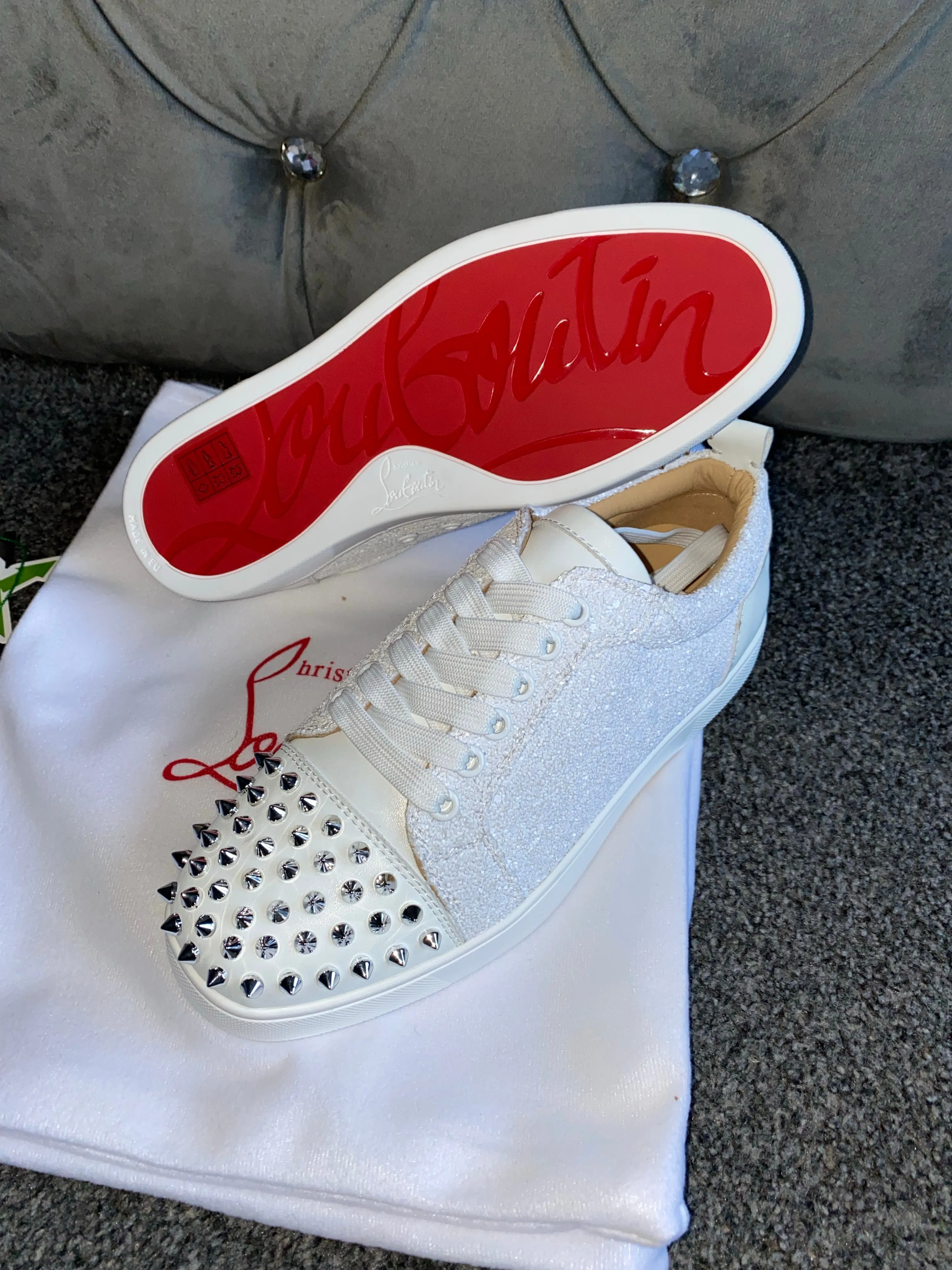 White Glittery Studded Trainers