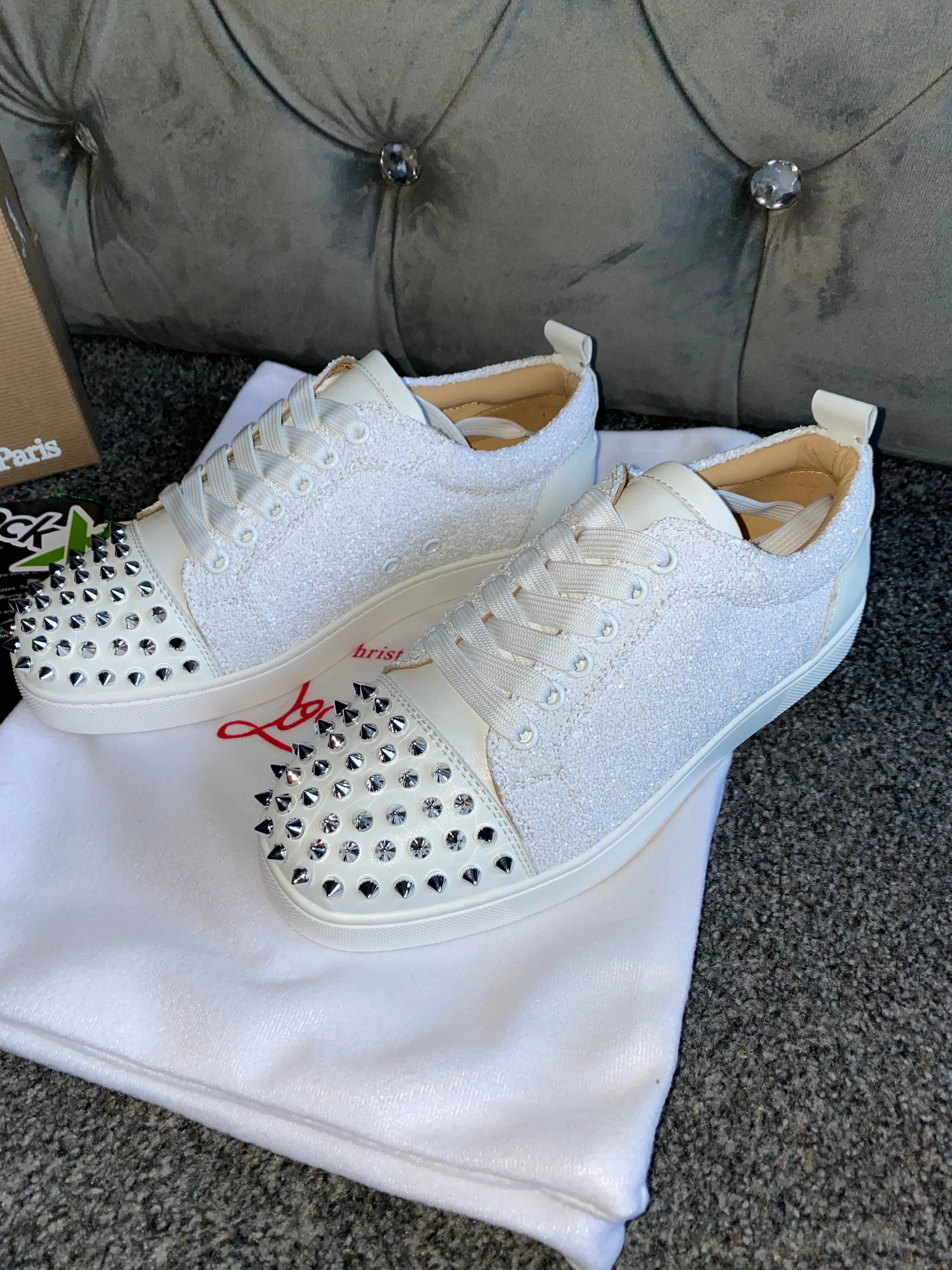 White Glittery Studded Trainers