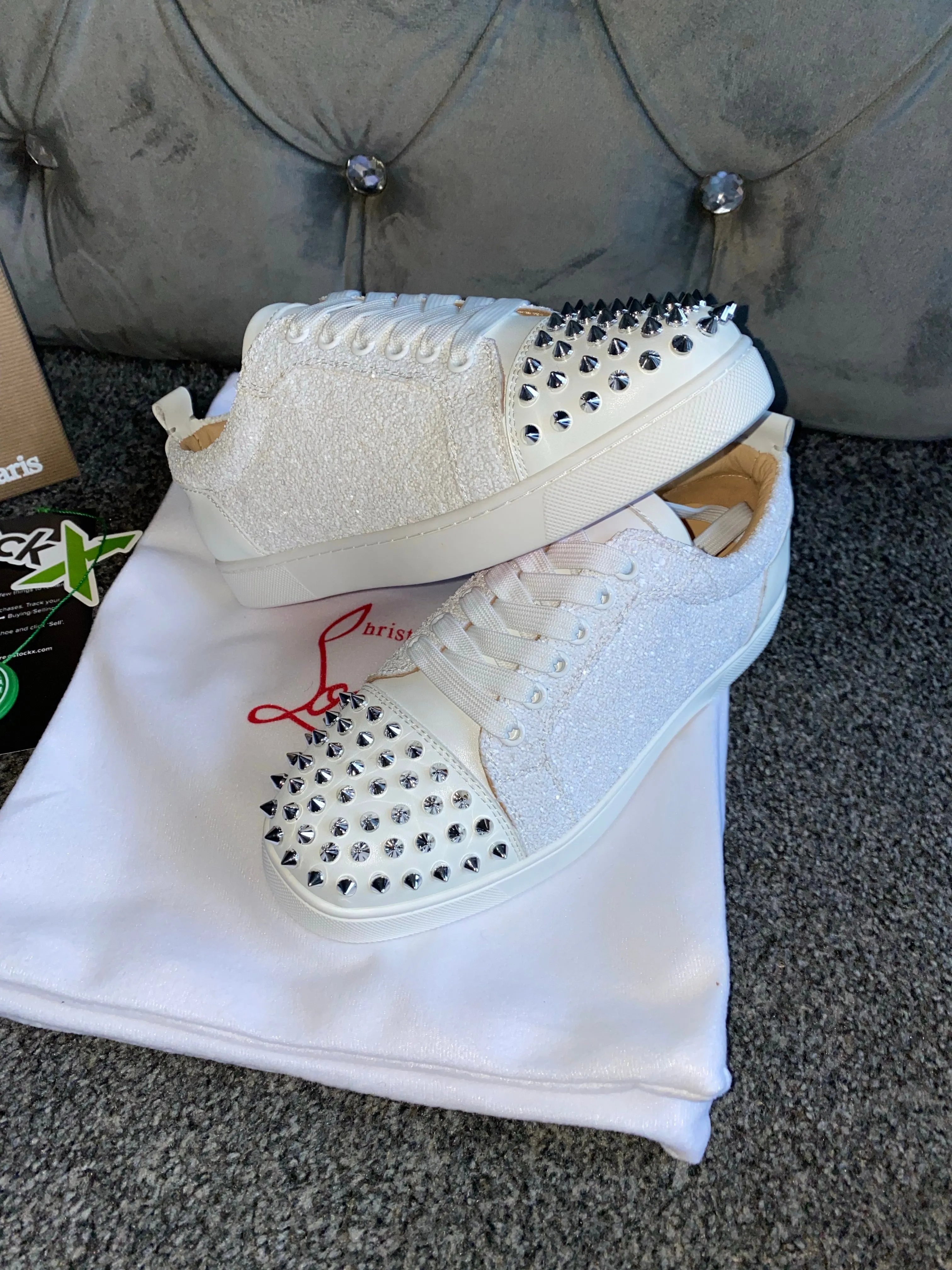 White Glittery Studded Trainers