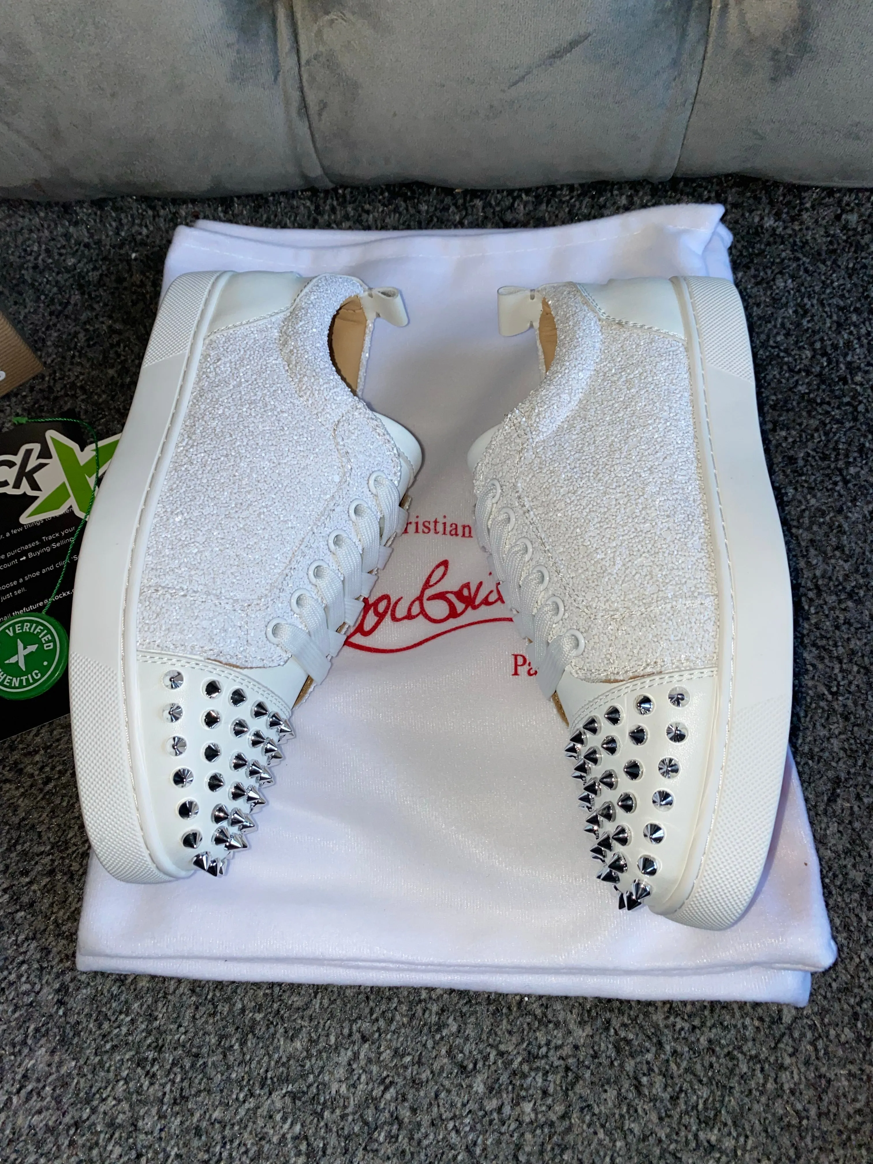 White Glittery Studded Trainers