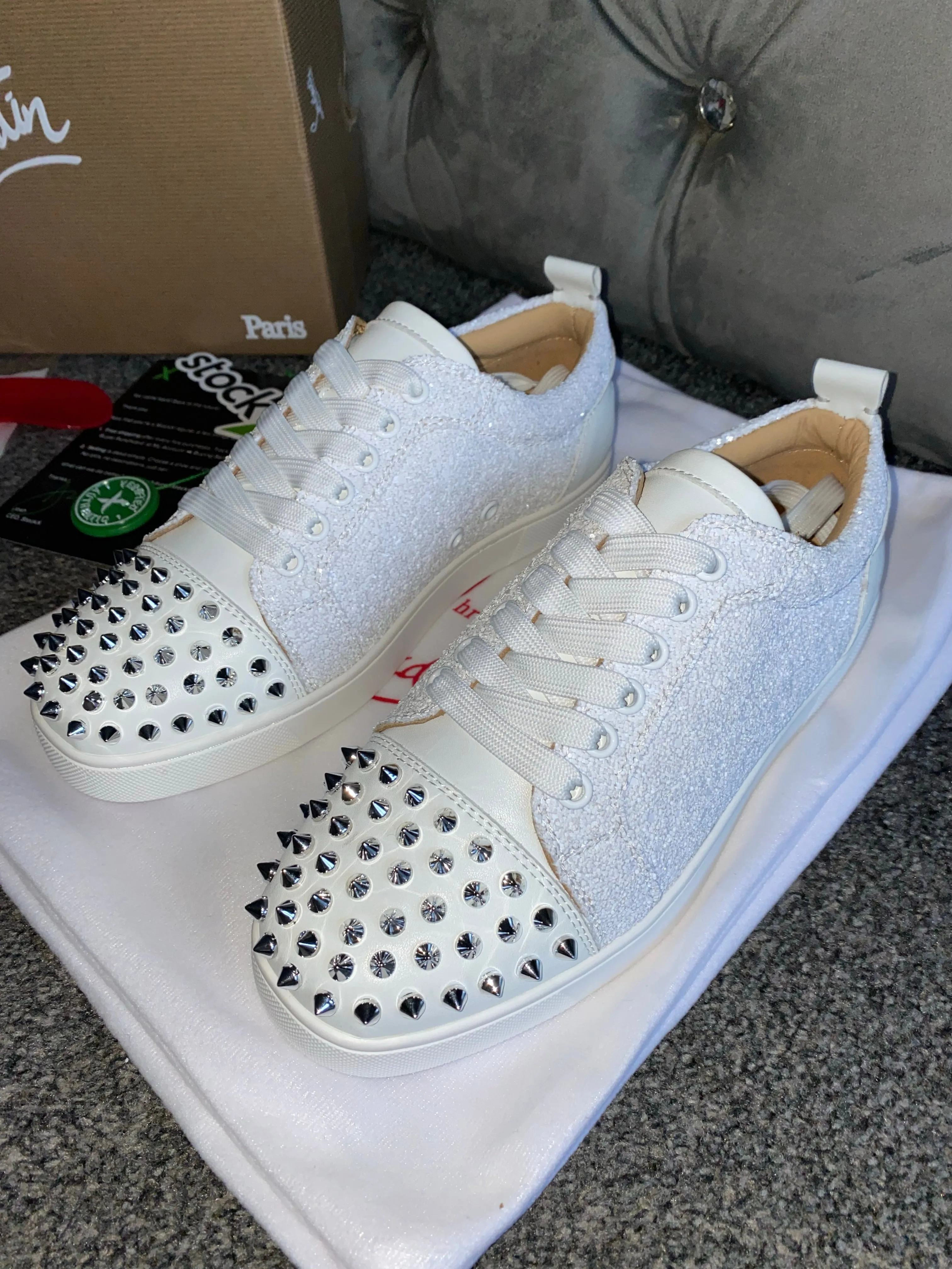 White Glittery Studded Trainers