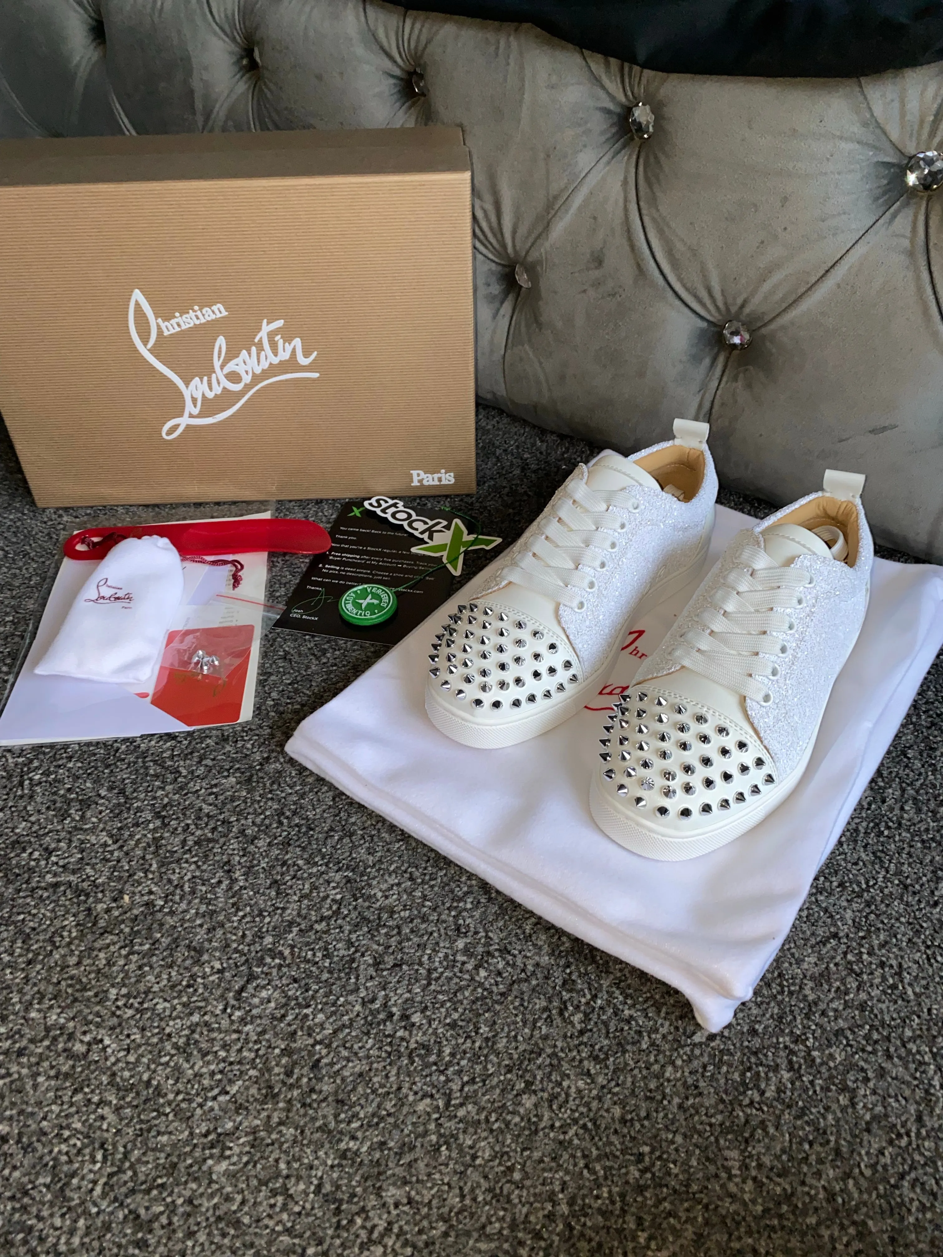 White Glittery Studded Trainers
