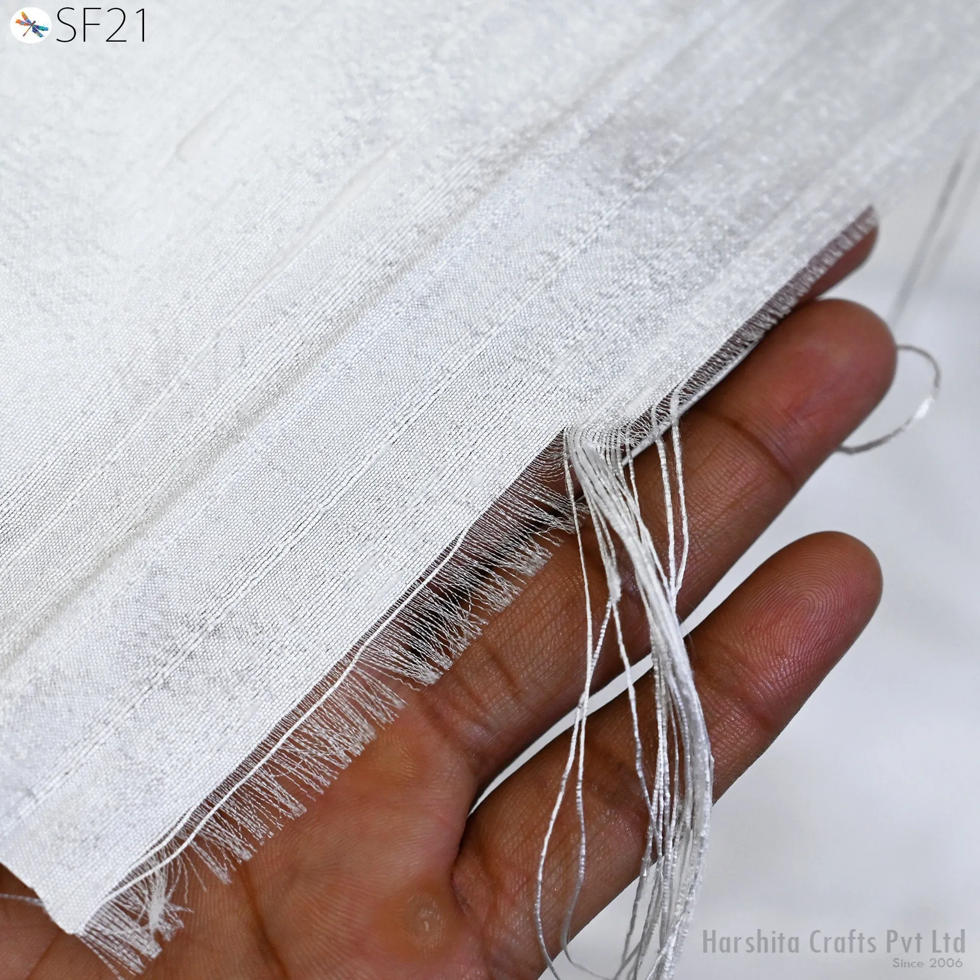 White Plain Pure Dupioni Silk by the Yard Indian Raw Silk wedding dresses costume sewing crafting Cushion Covers Table Runner Curtain
