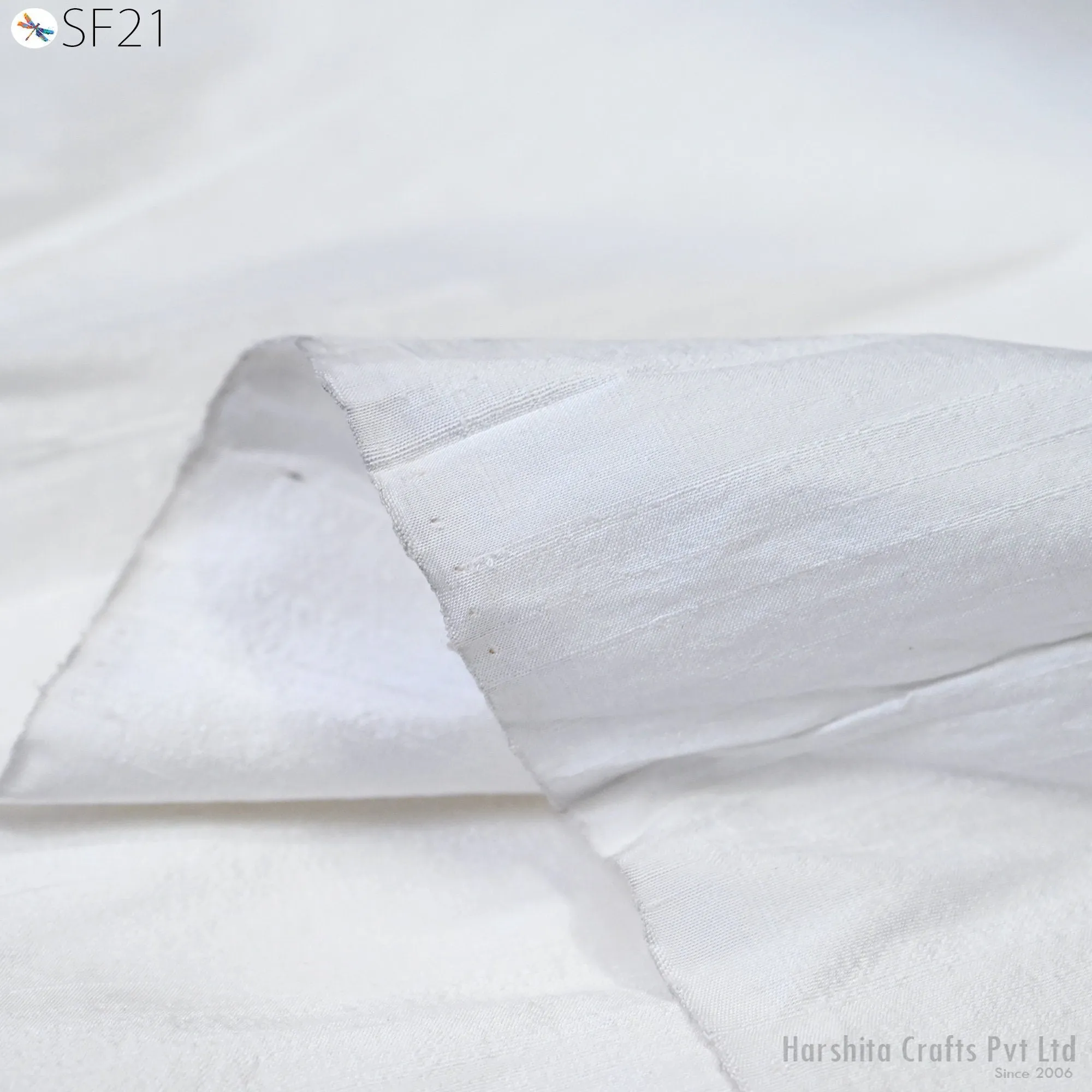 White Plain Pure Dupioni Silk by the Yard Indian Raw Silk wedding dresses costume sewing crafting Cushion Covers Table Runner Curtain