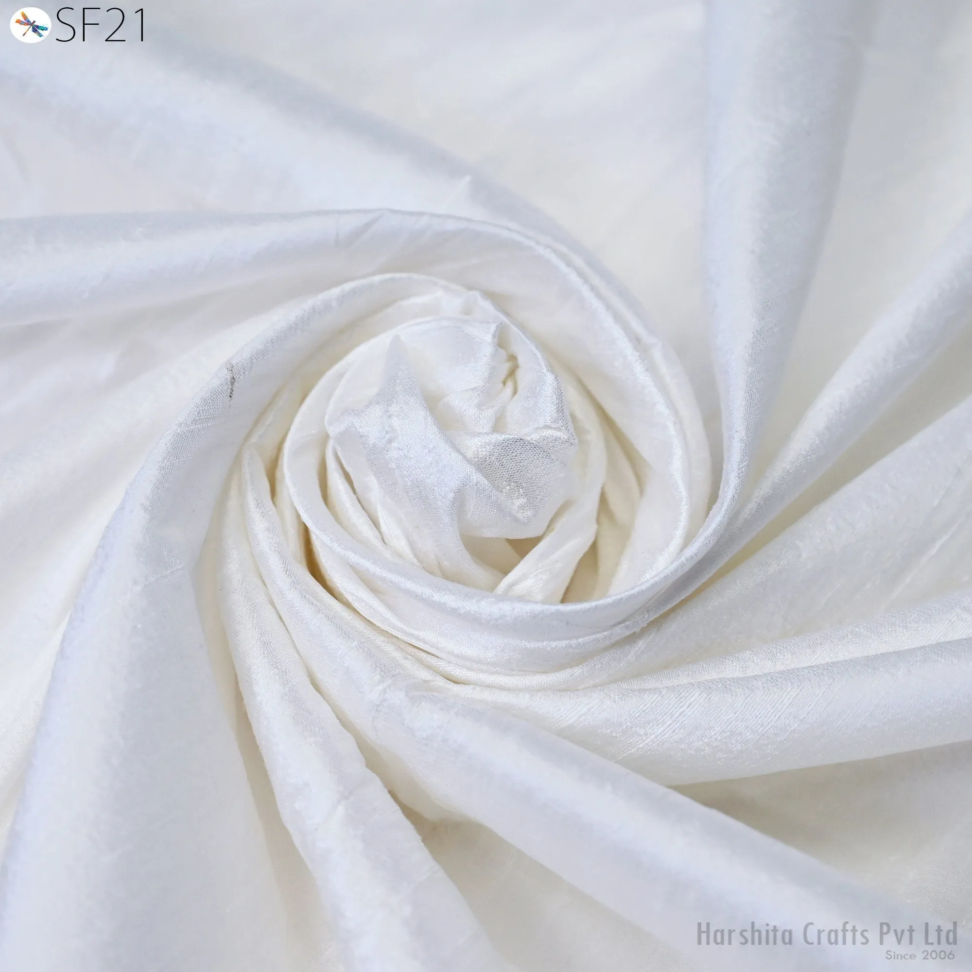 White Plain Pure Dupioni Silk by the Yard Indian Raw Silk wedding dresses costume sewing crafting Cushion Covers Table Runner Curtain