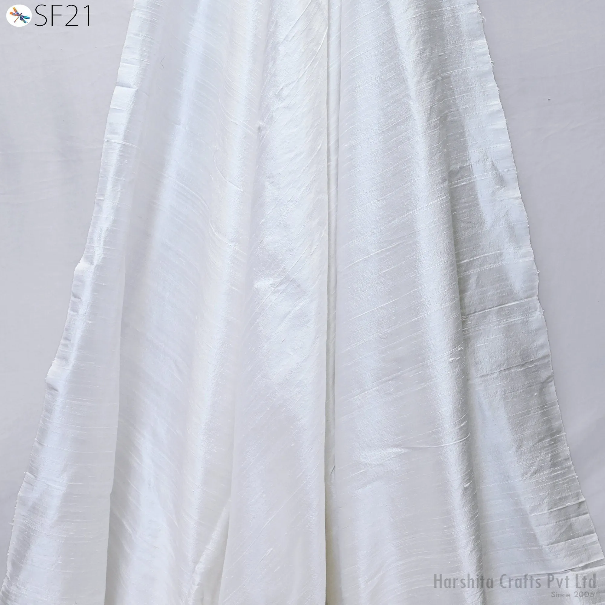 White Plain Pure Dupioni Silk by the Yard Indian Raw Silk wedding dresses costume sewing crafting Cushion Covers Table Runner Curtain