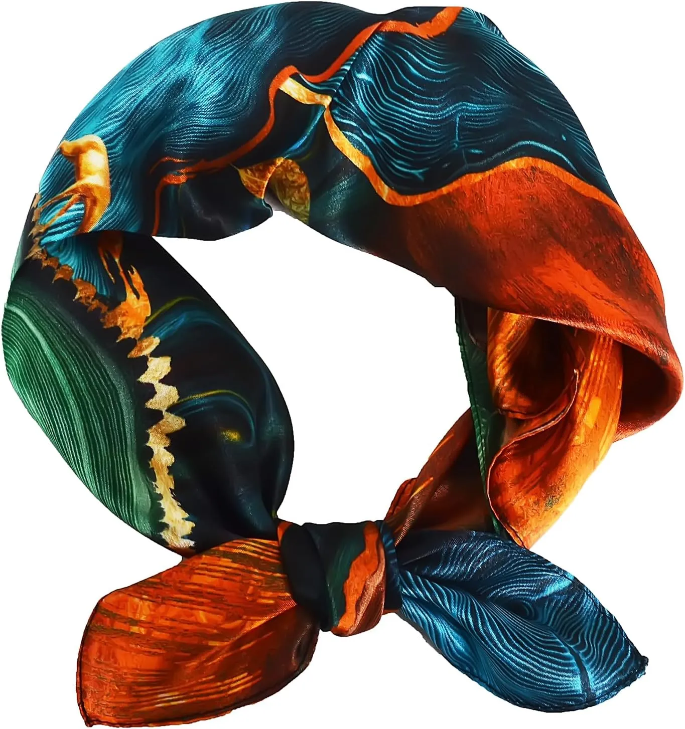 Women 100% Mulberry Silk Neck Scarf Lightweight Digital Print Small Square Scarfs- Neckerchief Gift Packing 21"*21"