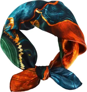 Women 100% Mulberry Silk Neck Scarf Lightweight Digital Print Small Square Scarfs- Neckerchief Gift Packing 21"*21"