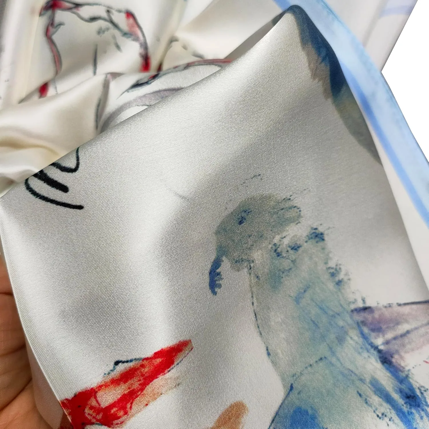 Women 100% Mulberry Silk Neck Scarf Lightweight Digital Print Small Square Scarfs- Neckerchief Gift Packing 21"*21"