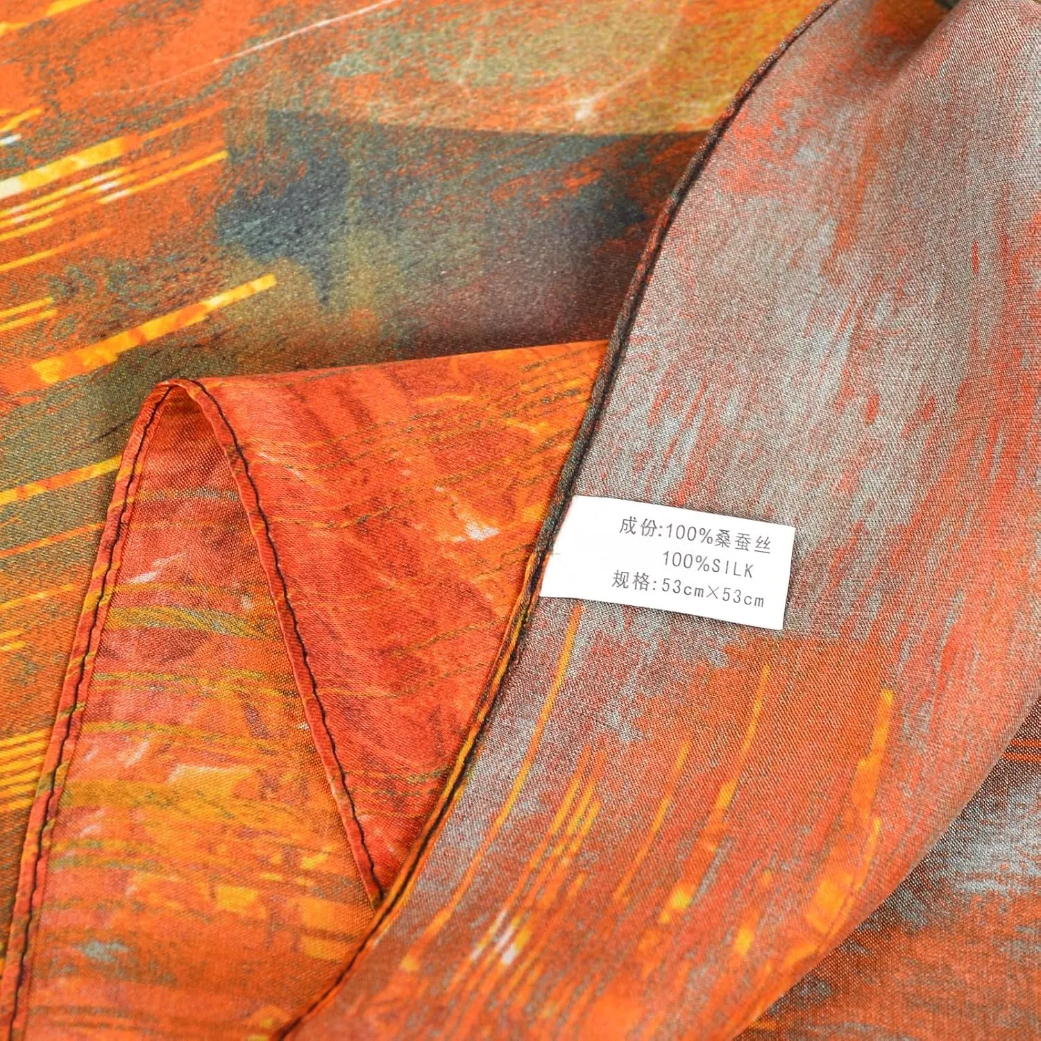 Women 100% Mulberry Silk Neck Scarf Lightweight Digital Print Small Square Scarfs- Neckerchief Gift Packing 21"*21"