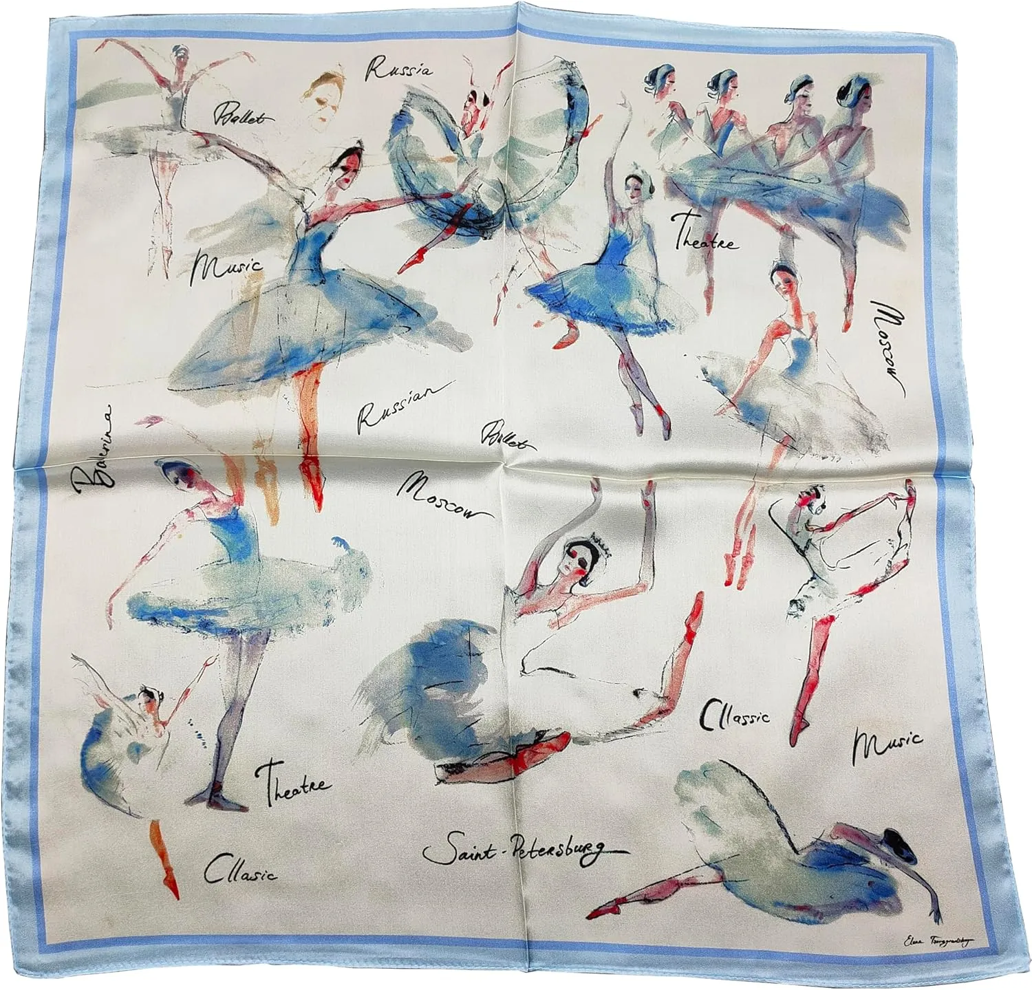 Women 100% Mulberry Silk Neck Scarf Lightweight Digital Print Small Square Scarfs- Neckerchief Gift Packing 21"*21"