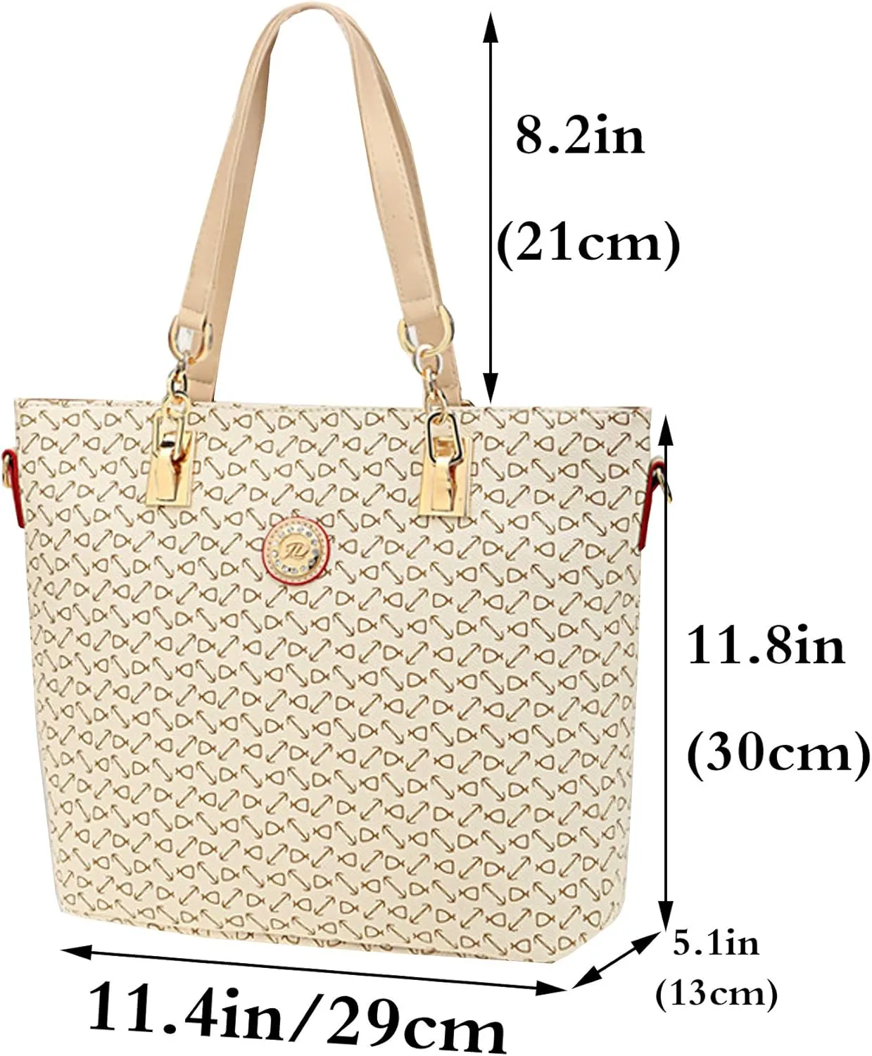 Women 6 Pcs Handbag Tote Stitching Shoulder Bag PU Top Handle Hobo Satchel Purse Clutch Wallet Key Holder
