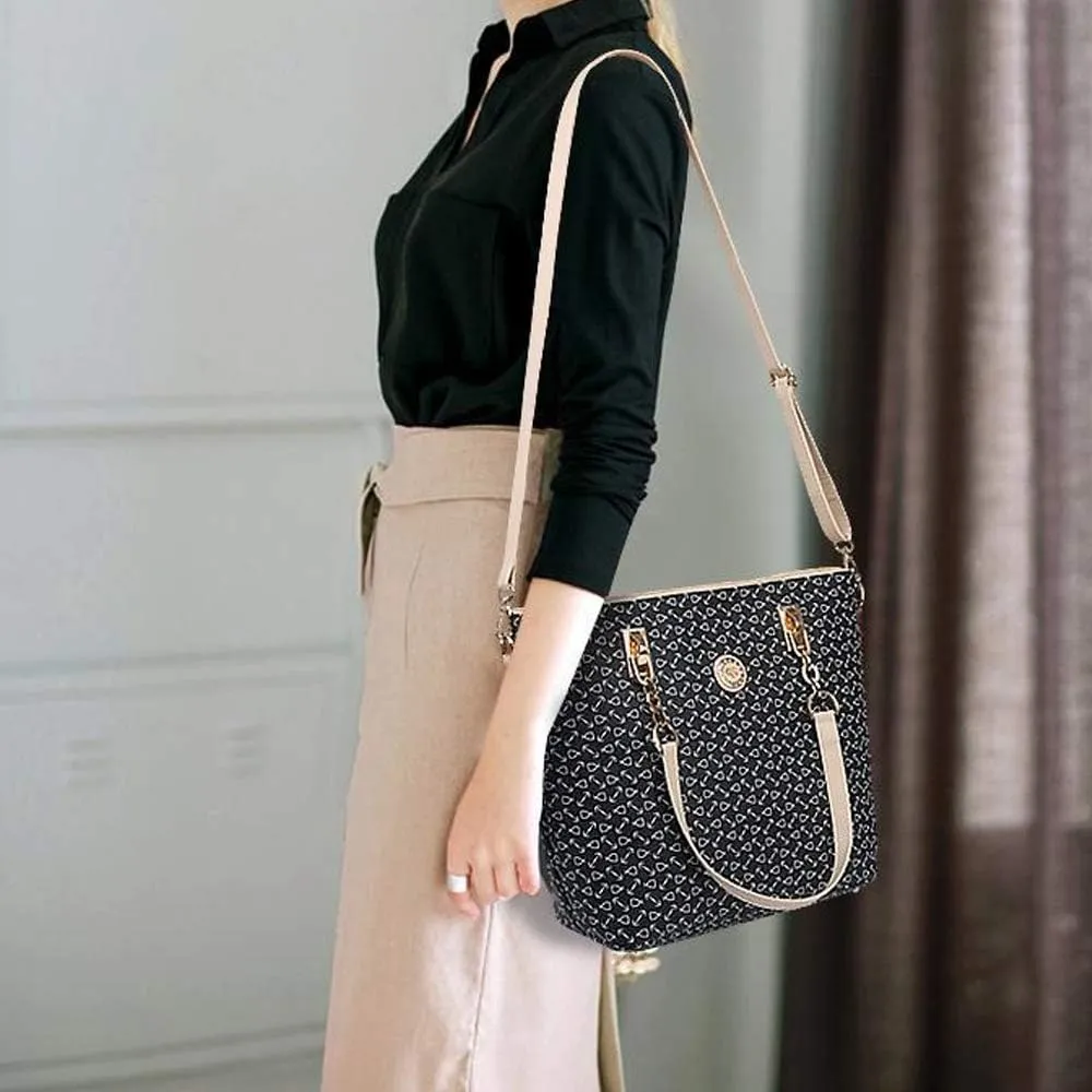 Women 6 Pcs Handbag Tote Stitching Shoulder Bag PU Top Handle Hobo Satchel Purse Clutch Wallet Key Holder