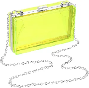 Women Acrylic Clear Clutch Purse Evening Handbag Crossbody Bag with Chain for Wedding Party