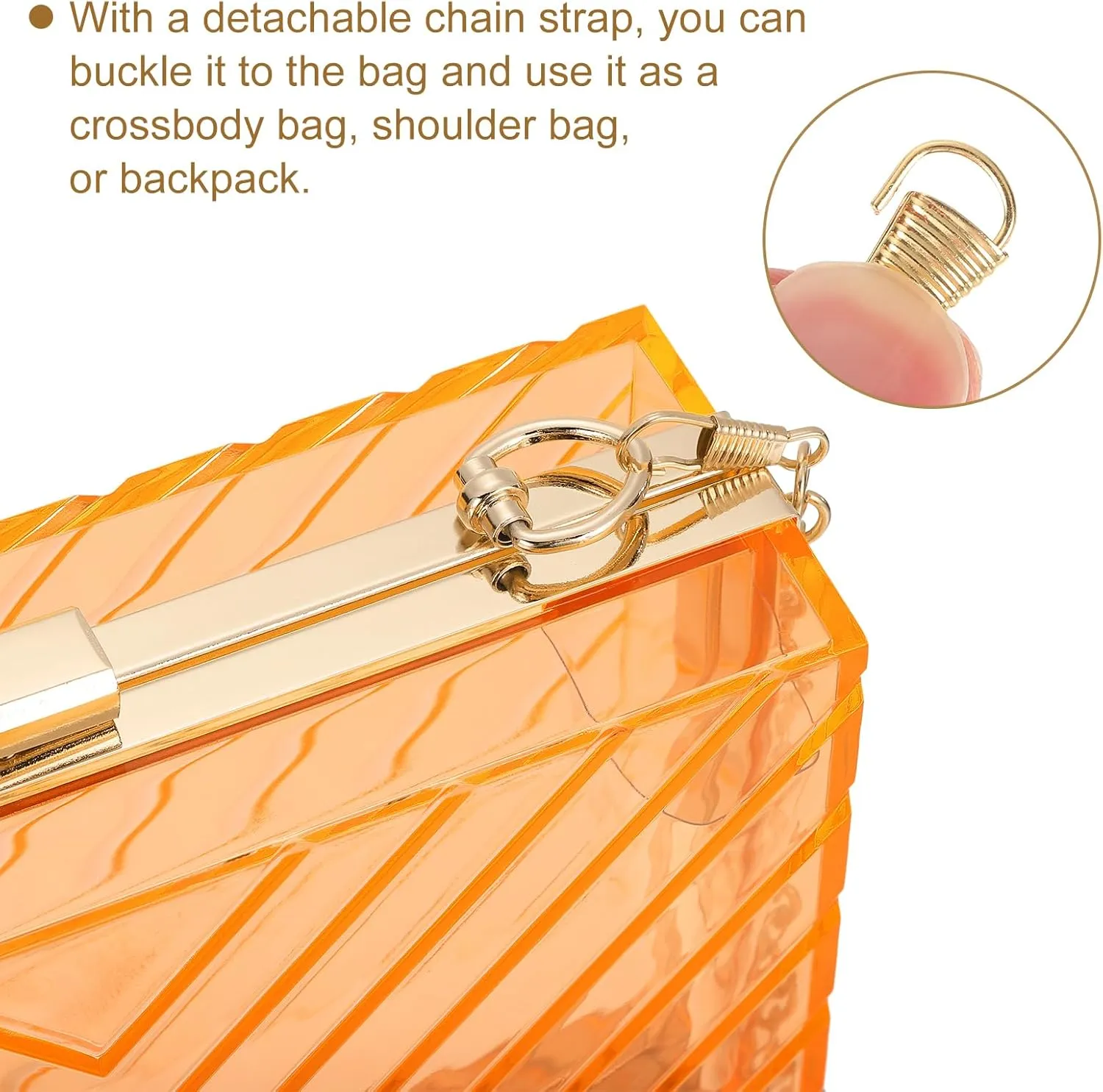 Women Acrylic Clear Clutch Purse Evening Handbag Crossbody Bag with Chain for Wedding Party
