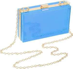 Women Acrylic Clear Clutch Purse Evening Handbag Crossbody Bag with Chain for Wedding Party