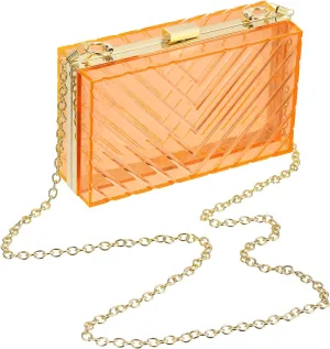 Women Acrylic Clear Clutch Purse Evening Handbag Crossbody Bag with Chain for Wedding Party