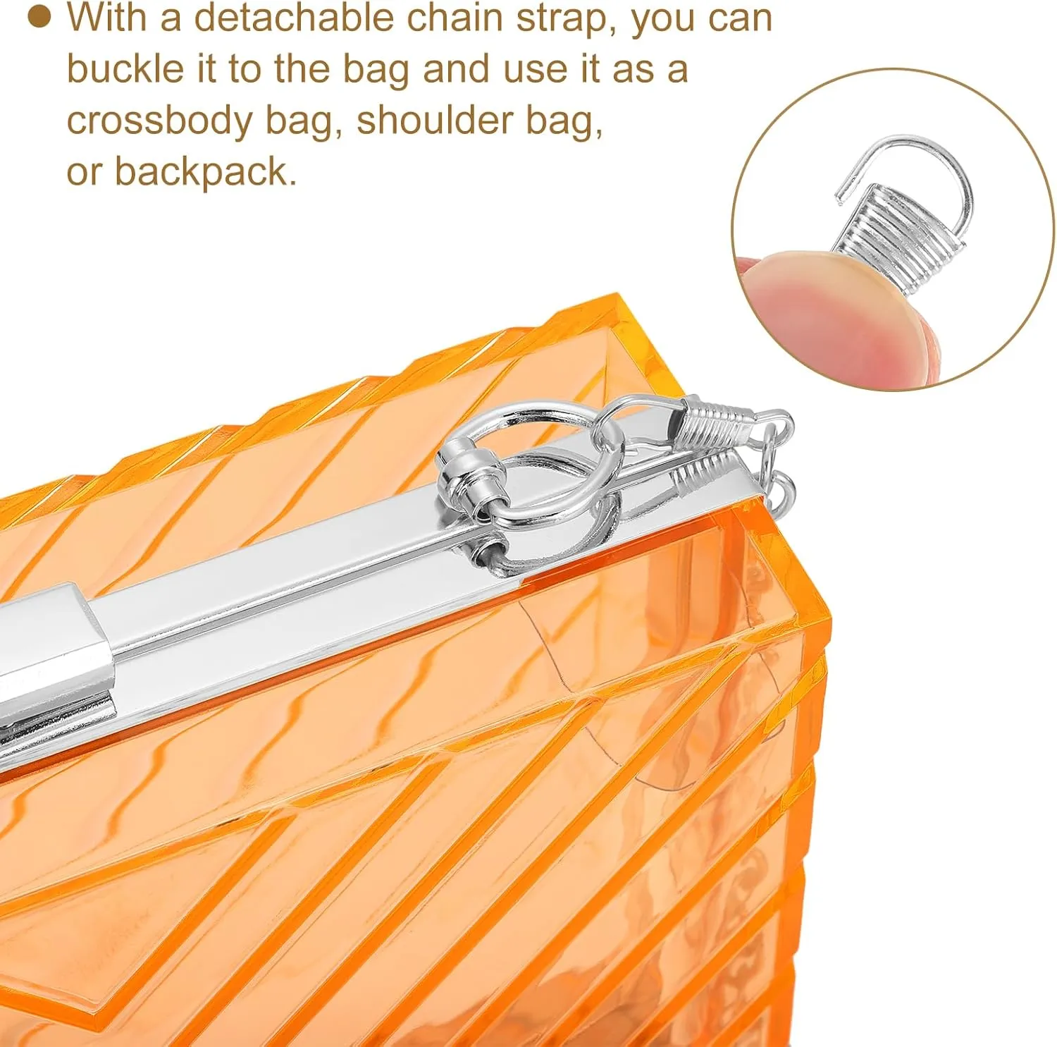 Women Acrylic Clear Clutch Purse Evening Handbag Crossbody Bag with Chain for Wedding Party