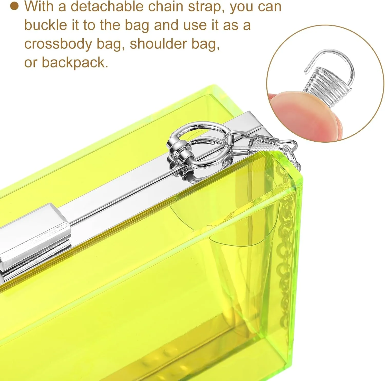 Women Acrylic Clear Clutch Purse Evening Handbag Crossbody Bag with Chain for Wedding Party