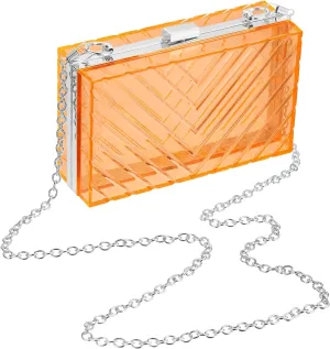 Women Acrylic Clear Clutch Purse Evening Handbag Crossbody Bag with Chain for Wedding Party